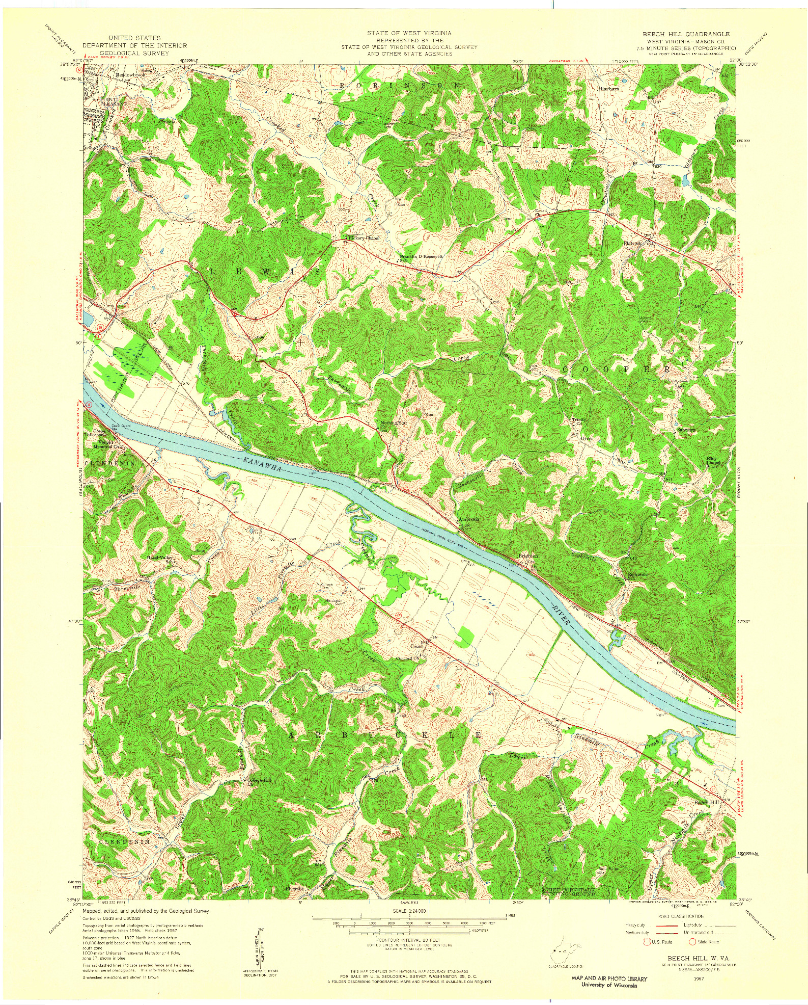 USGS 1:24000-SCALE QUADRANGLE FOR BEECH HILL, WV 1957