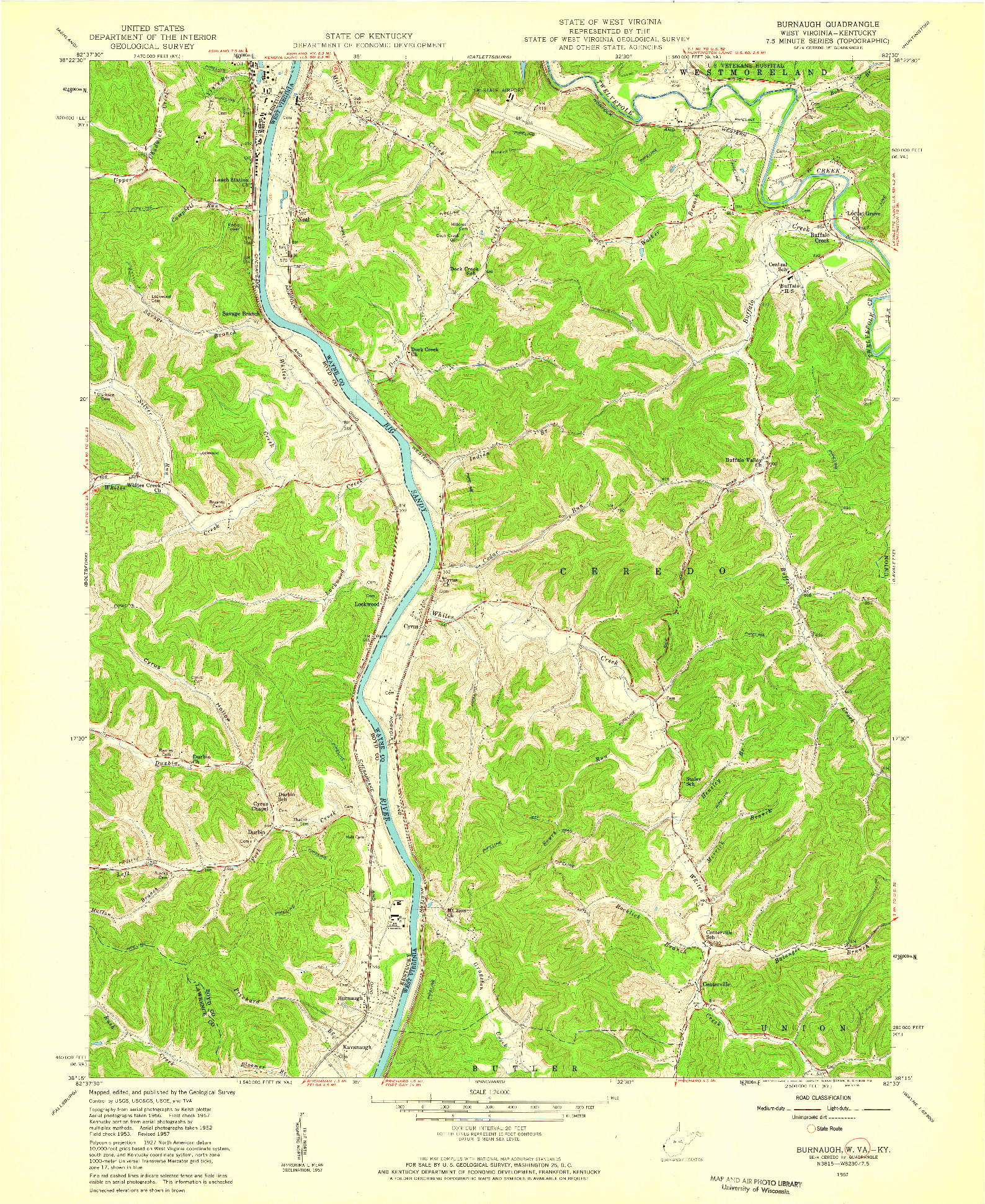 USGS 1:24000-SCALE QUADRANGLE FOR BURNAUGH, WV 1957