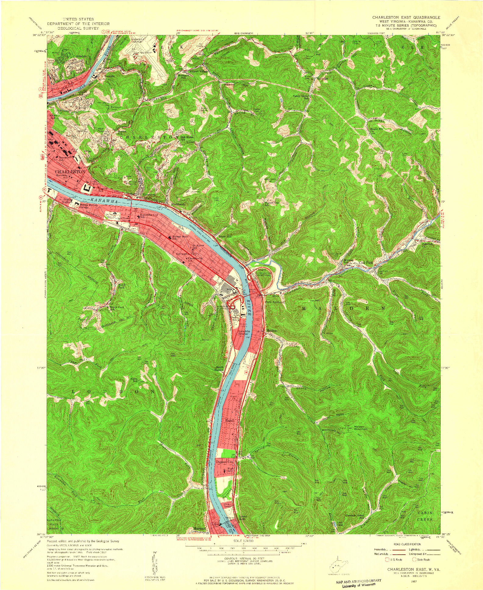 USGS 1:24000-SCALE QUADRANGLE FOR CHARLESTON EAST, WV 1957