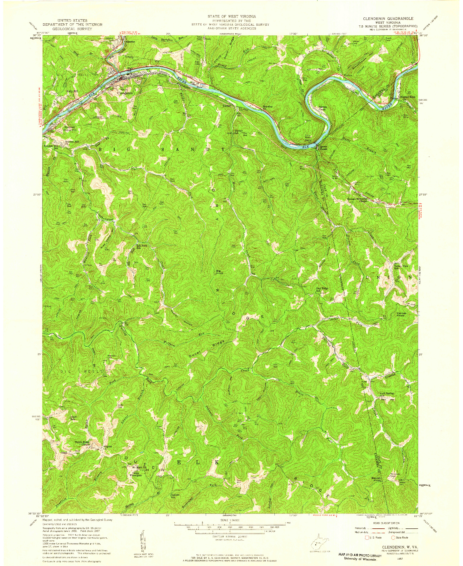 USGS 1:24000-SCALE QUADRANGLE FOR CLENDENIN, WV 1957