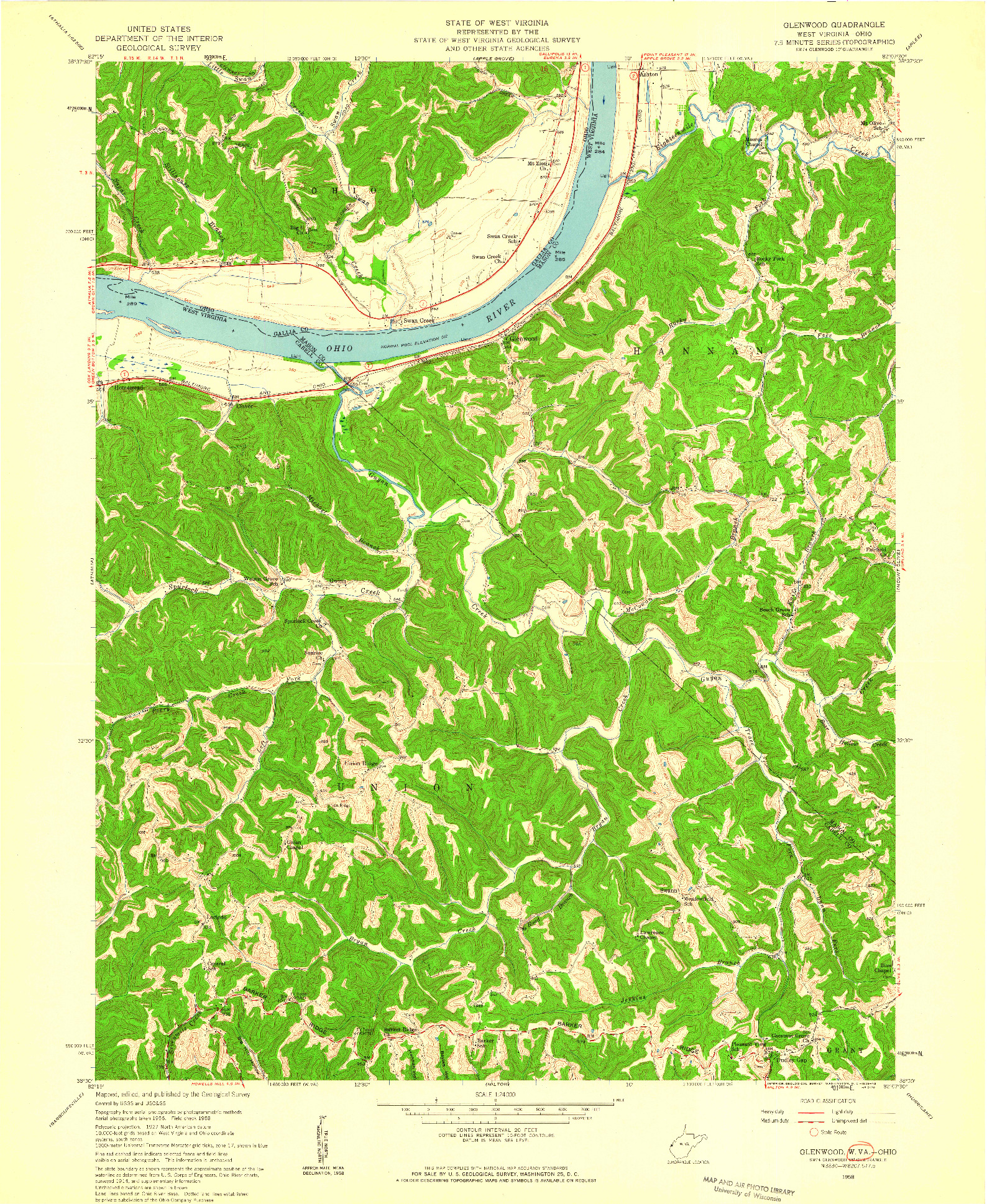 USGS 1:24000-SCALE QUADRANGLE FOR GLENWOOD, WV 1958