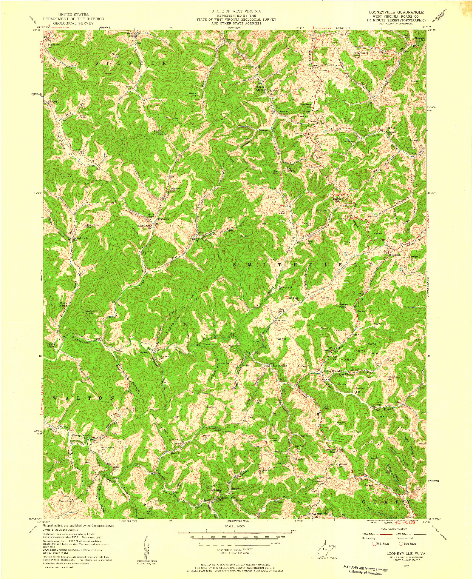 USGS 1:24000-SCALE QUADRANGLE FOR LOONEYVILLE, WV 1957