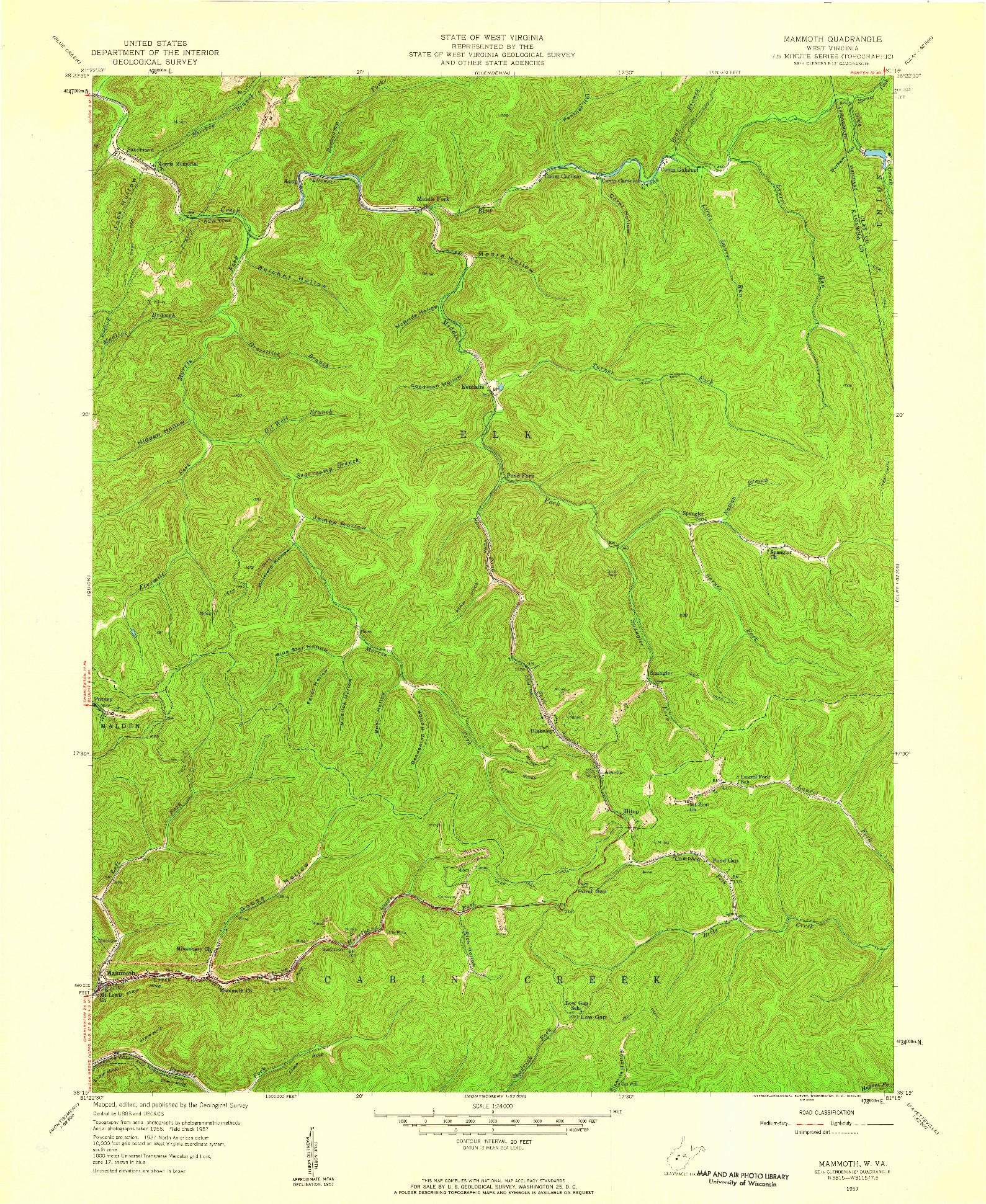 USGS 1:24000-SCALE QUADRANGLE FOR MAMMOTH, WV 1957