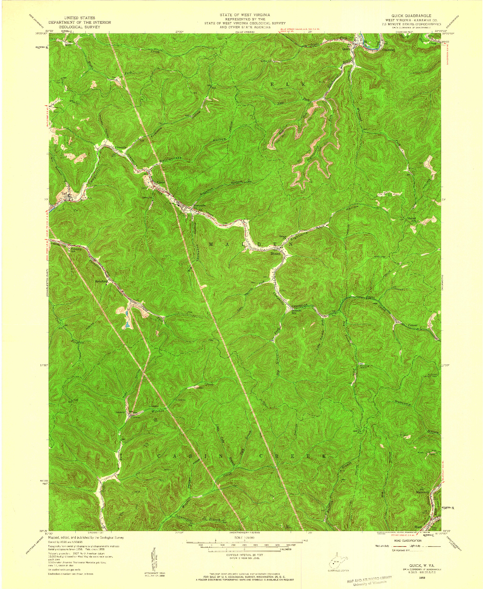 USGS 1:24000-SCALE QUADRANGLE FOR QUICK, WV 1958