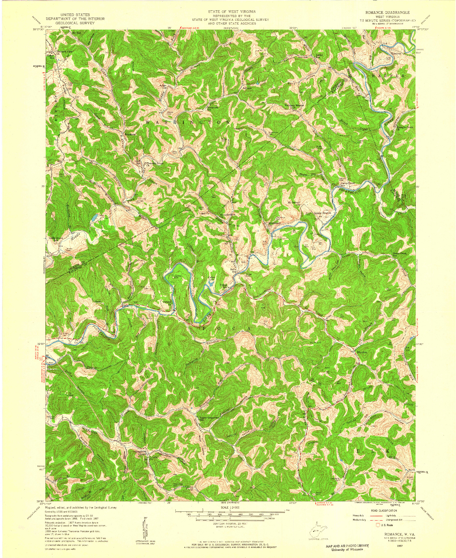 USGS 1:24000-SCALE QUADRANGLE FOR ROMANCE, WV 1957