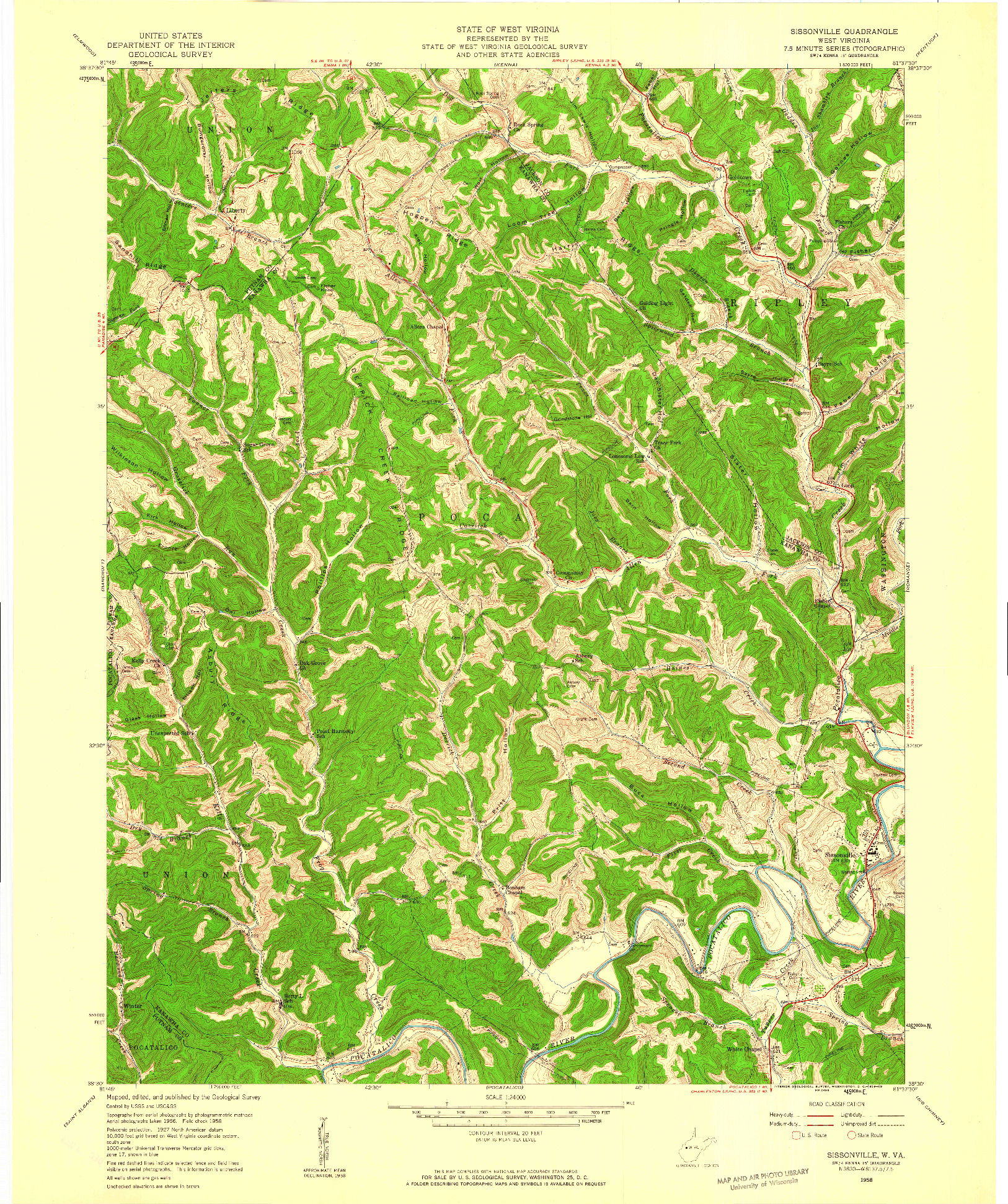 USGS 1:24000-SCALE QUADRANGLE FOR SISSONVILLE, WV 1958