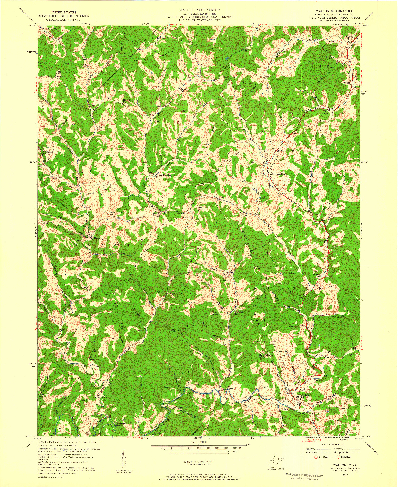 USGS 1:24000-SCALE QUADRANGLE FOR WALTON, WV 1957