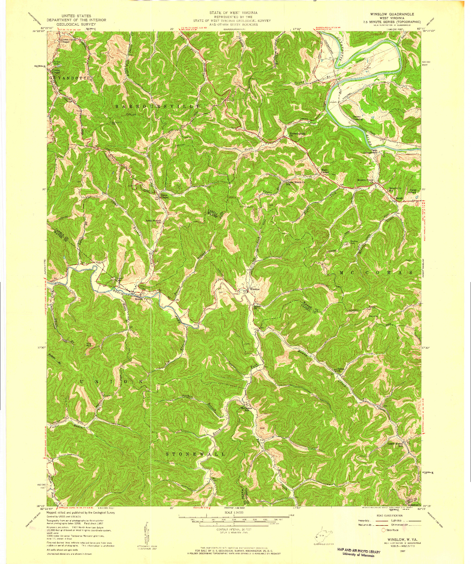 USGS 1:24000-SCALE QUADRANGLE FOR WINSLOW, WV 1957