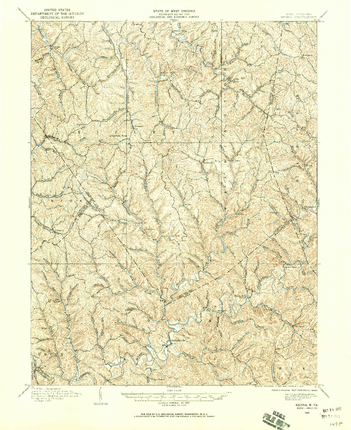 USGS 1:62500-SCALE QUADRANGLE FOR KENNA, WV 1906
