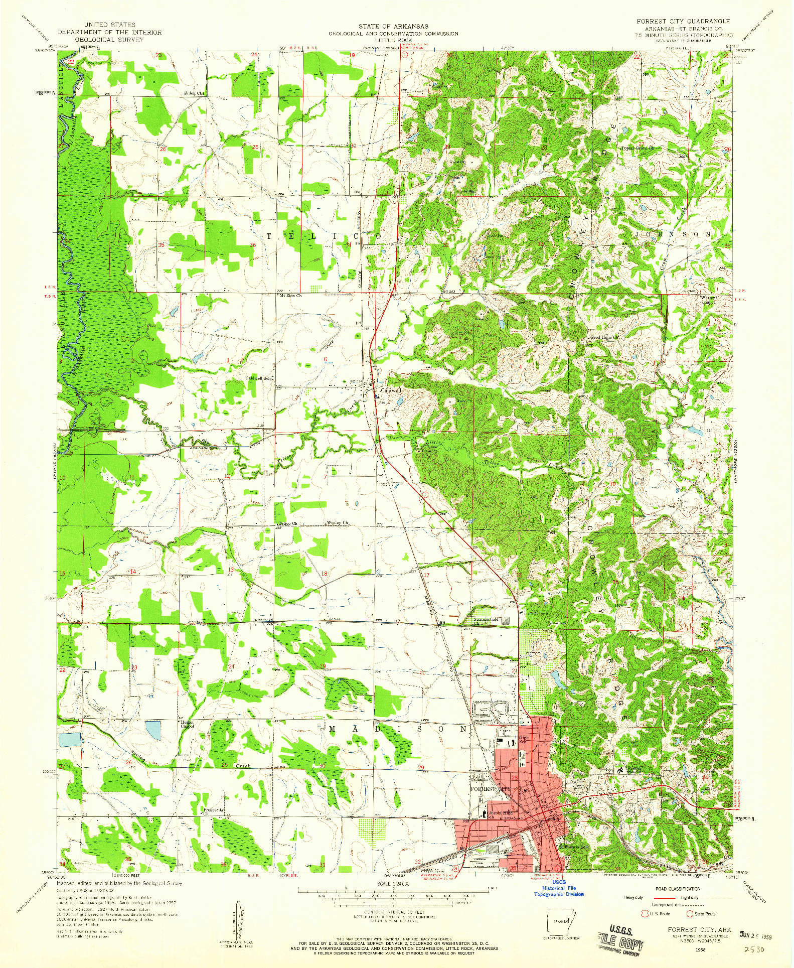 USGS 1:24000-SCALE QUADRANGLE FOR FORREST CITY, AR 1958