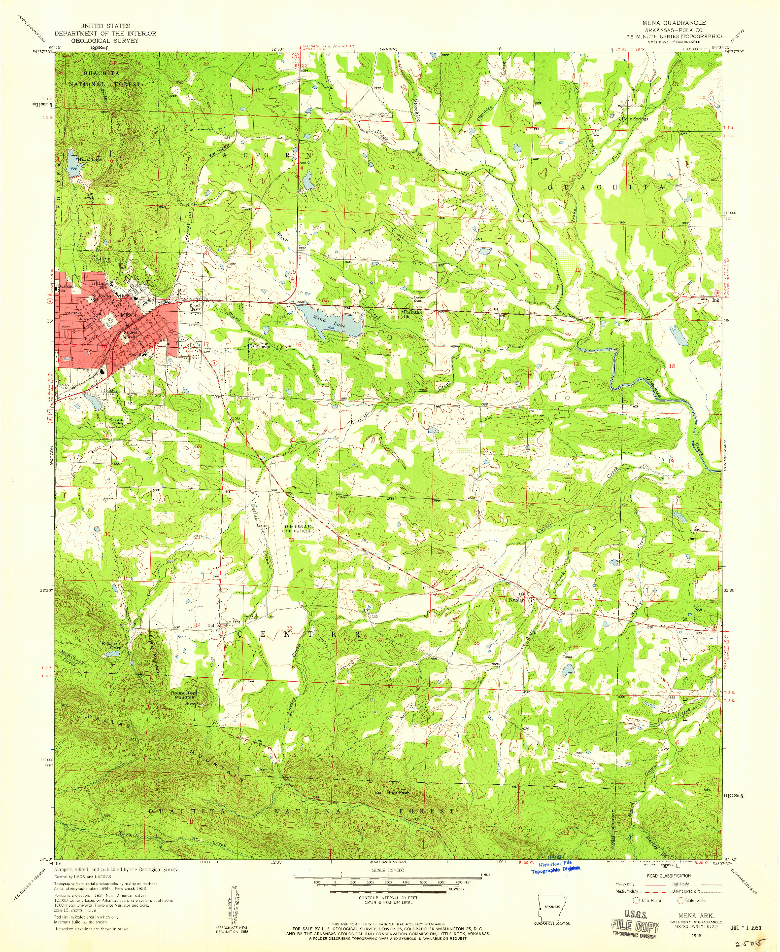 USGS 1:24000-SCALE QUADRANGLE FOR MENA, AR 1958