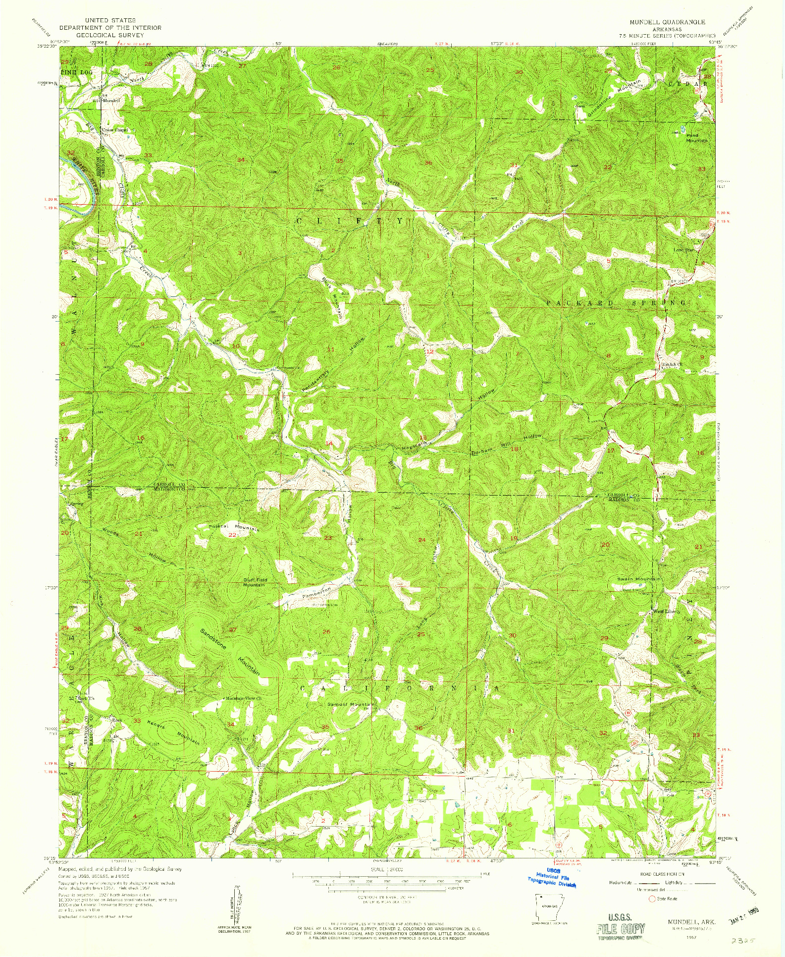 USGS 1:24000-SCALE QUADRANGLE FOR MUNDELL, AR 1957