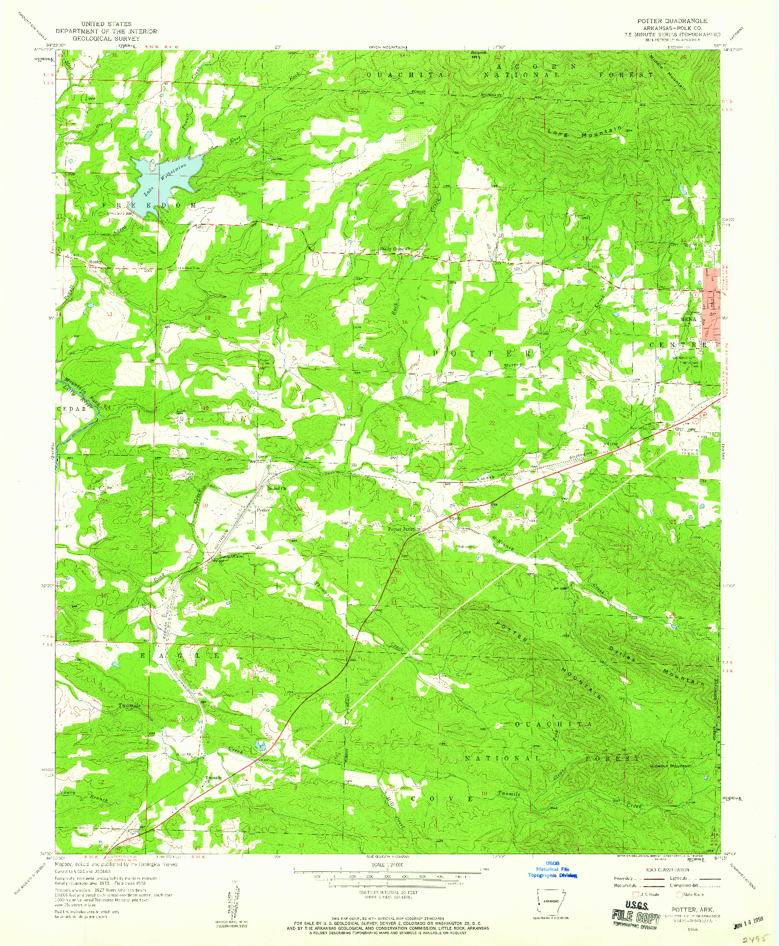 USGS 1:24000-SCALE QUADRANGLE FOR POTTER, AR 1958