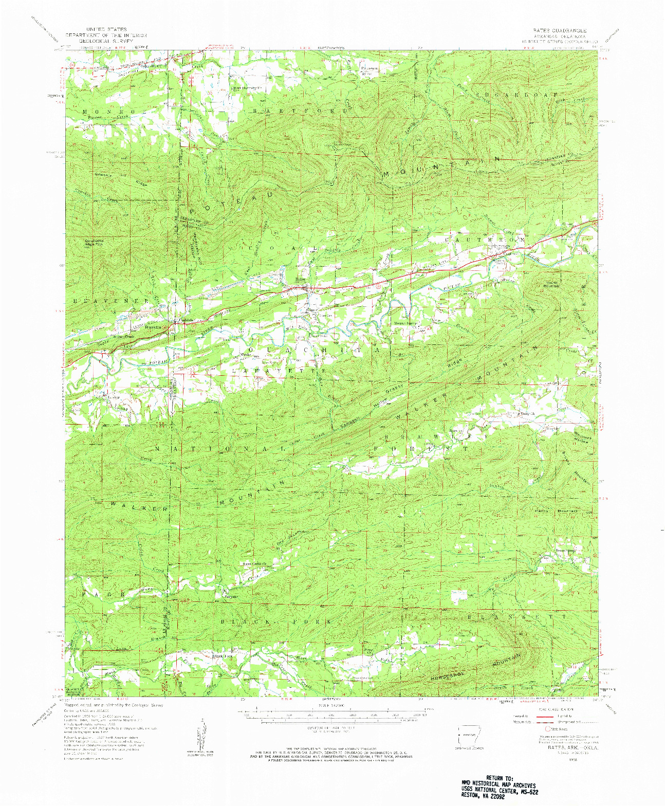 USGS 1:62500-SCALE QUADRANGLE FOR BATES, AR 1958