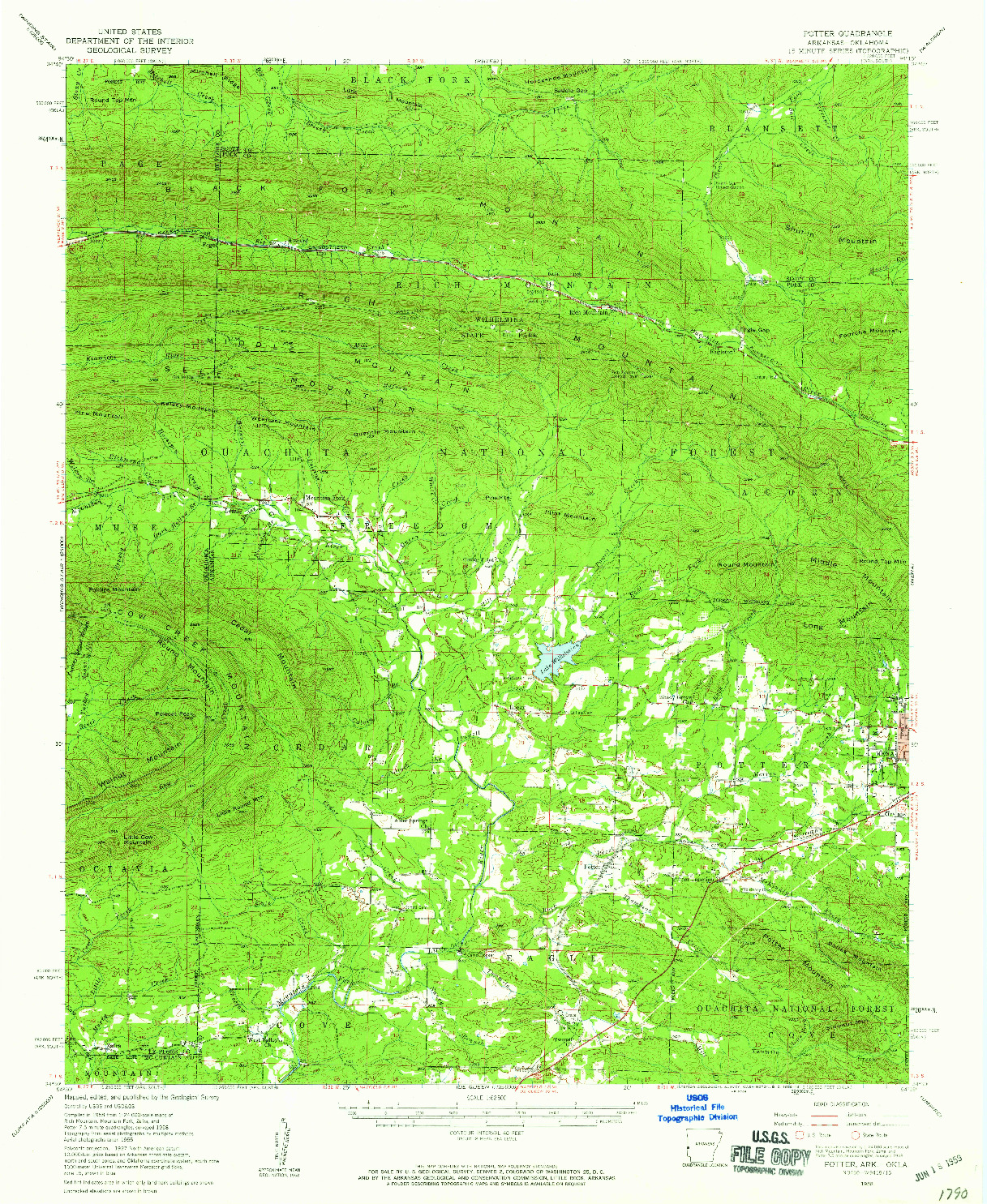 USGS 1:62500-SCALE QUADRANGLE FOR POTTER, AR 1958
