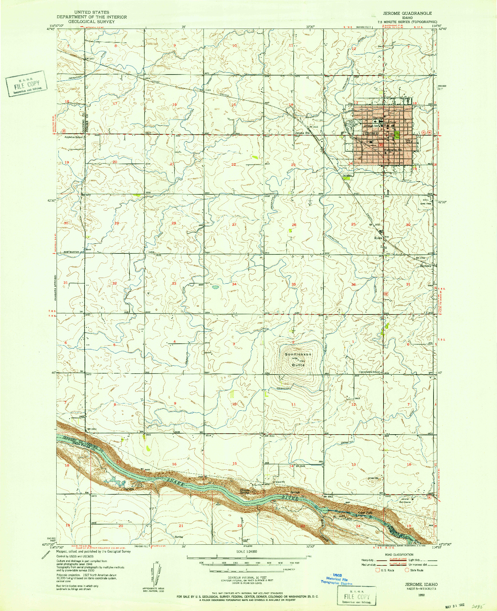 USGS 1:24000-SCALE QUADRANGLE FOR JEROME, ID 1950