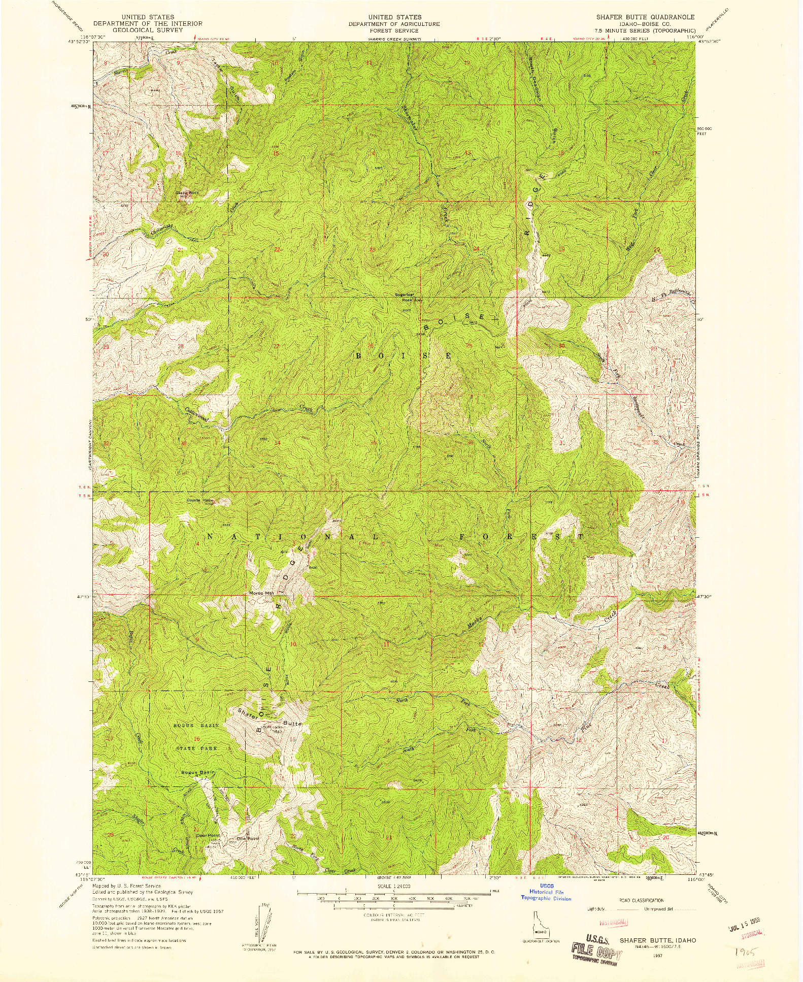 USGS 1:24000-SCALE QUADRANGLE FOR SHAFER BUTTE, ID 1957