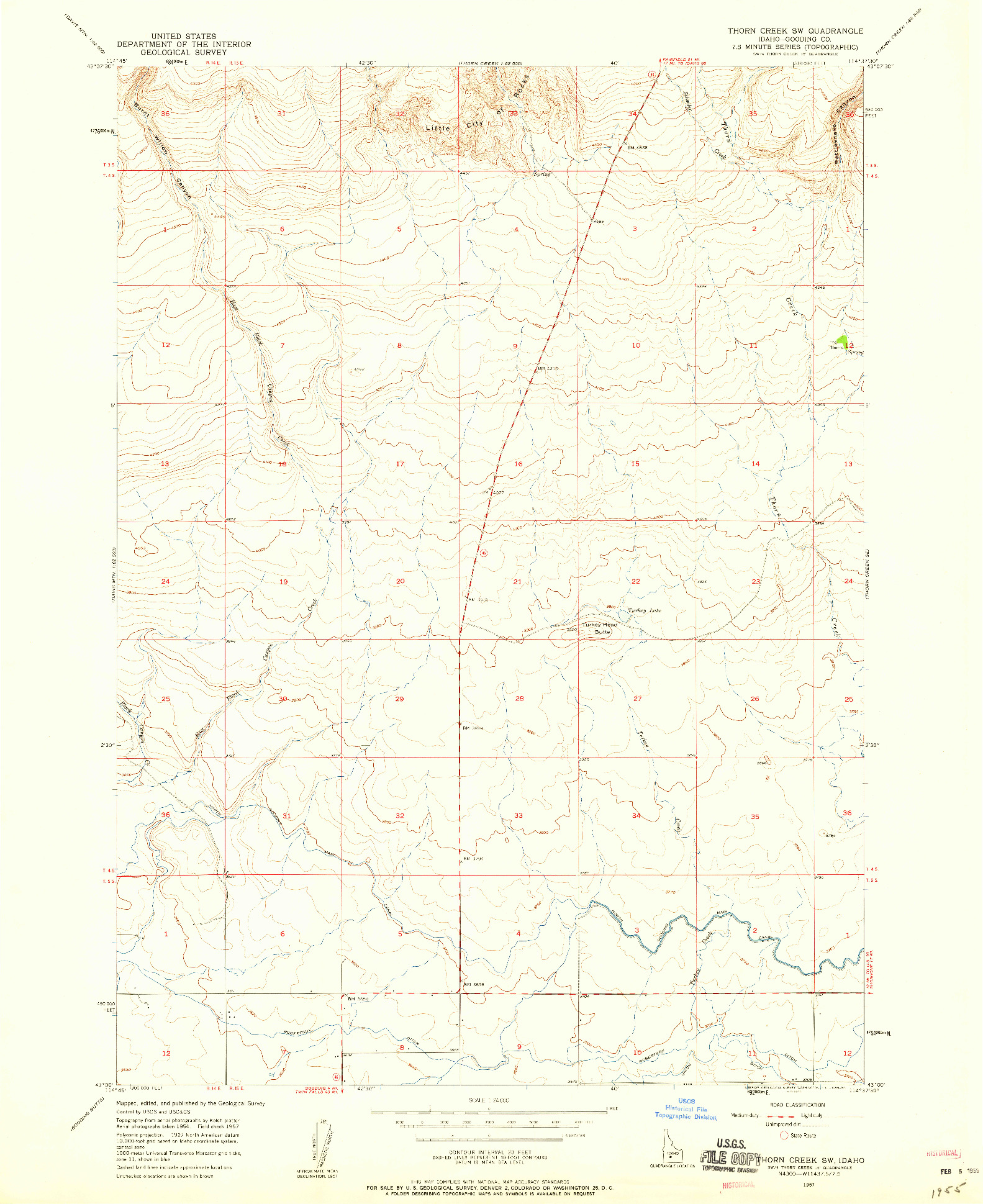 USGS 1:24000-SCALE QUADRANGLE FOR THORN CREEK SW, ID 1957