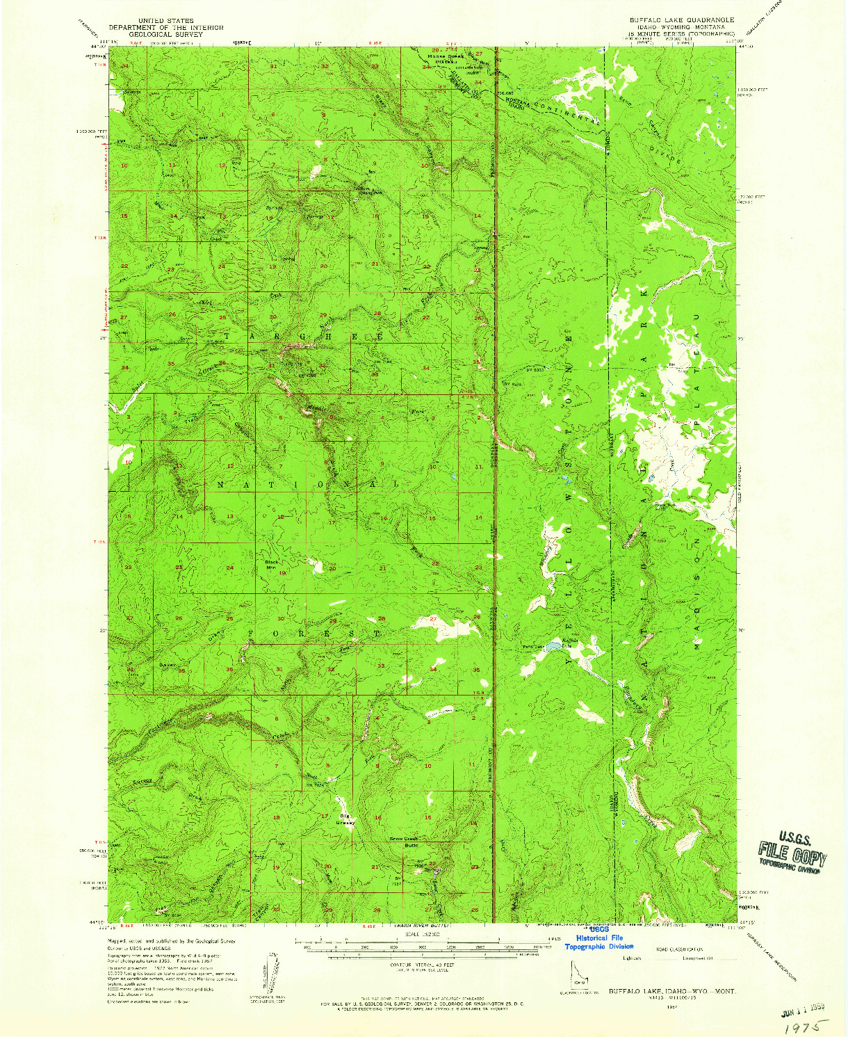 USGS 1:62500-SCALE QUADRANGLE FOR BUFFALO LAKE, ID 1957