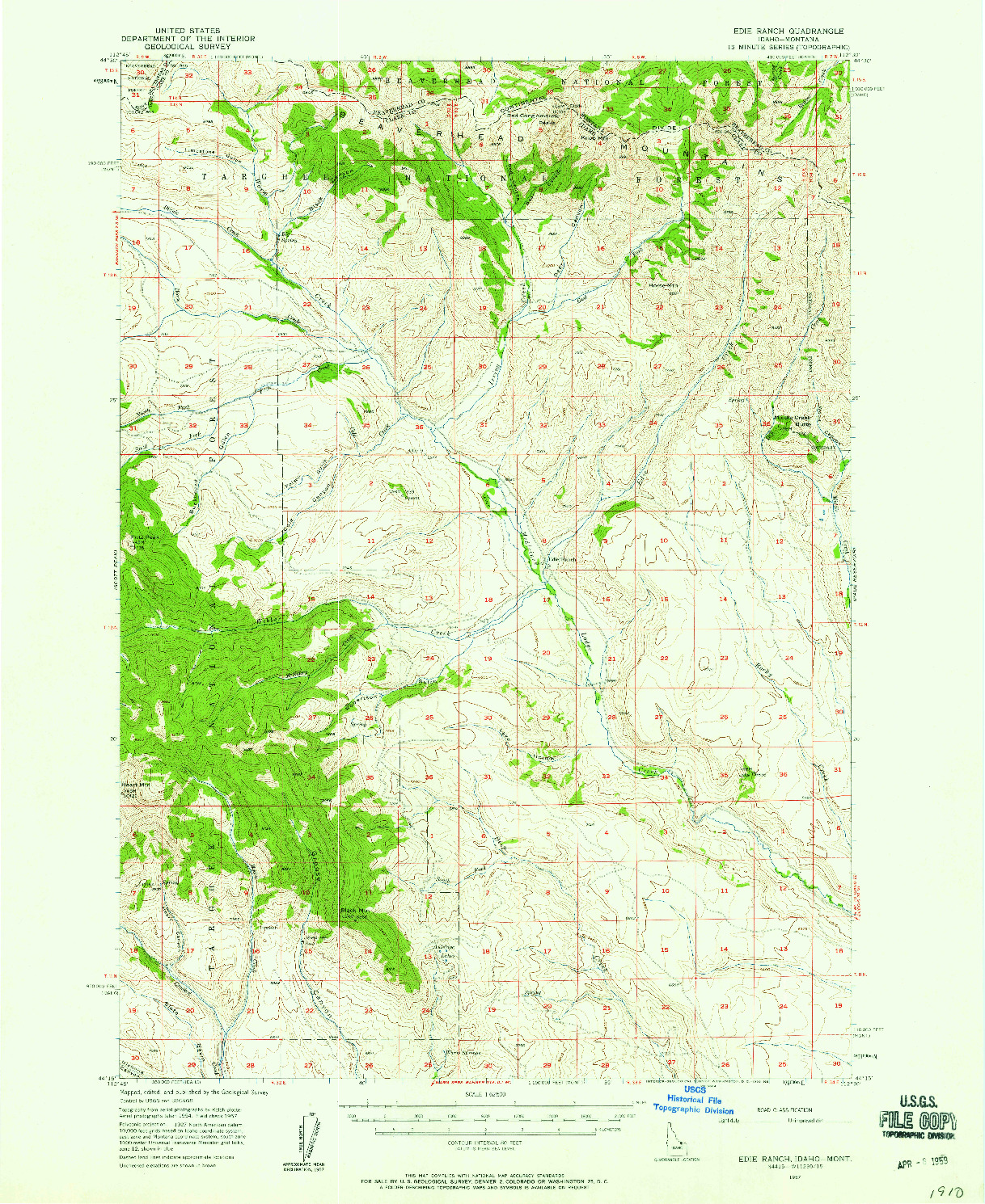 USGS 1:62500-SCALE QUADRANGLE FOR EDIE RANCH, ID 1957