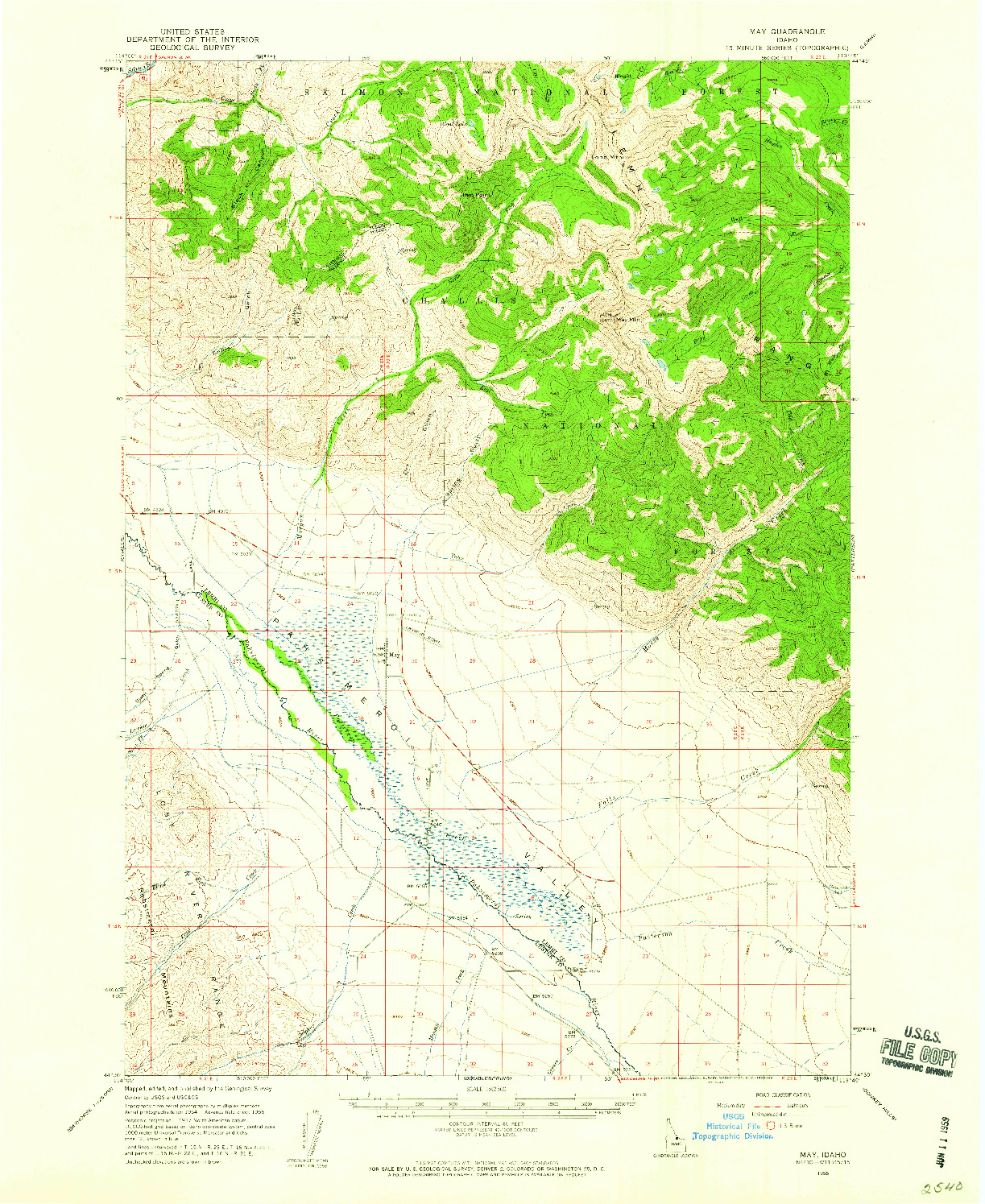 USGS 1:62500-SCALE QUADRANGLE FOR MAY, ID 1956