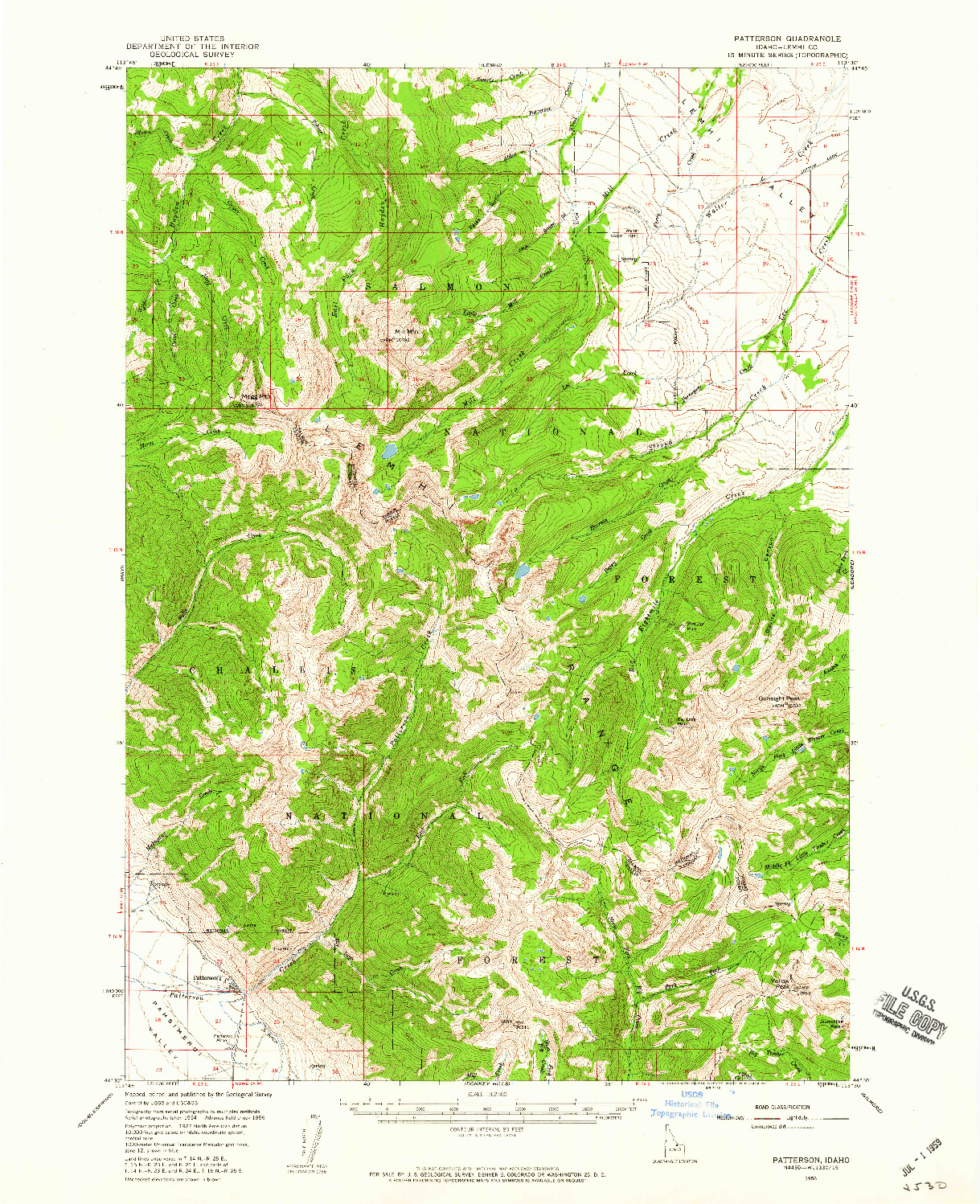 USGS 1:62500-SCALE QUADRANGLE FOR PATTERSON, ID 1956