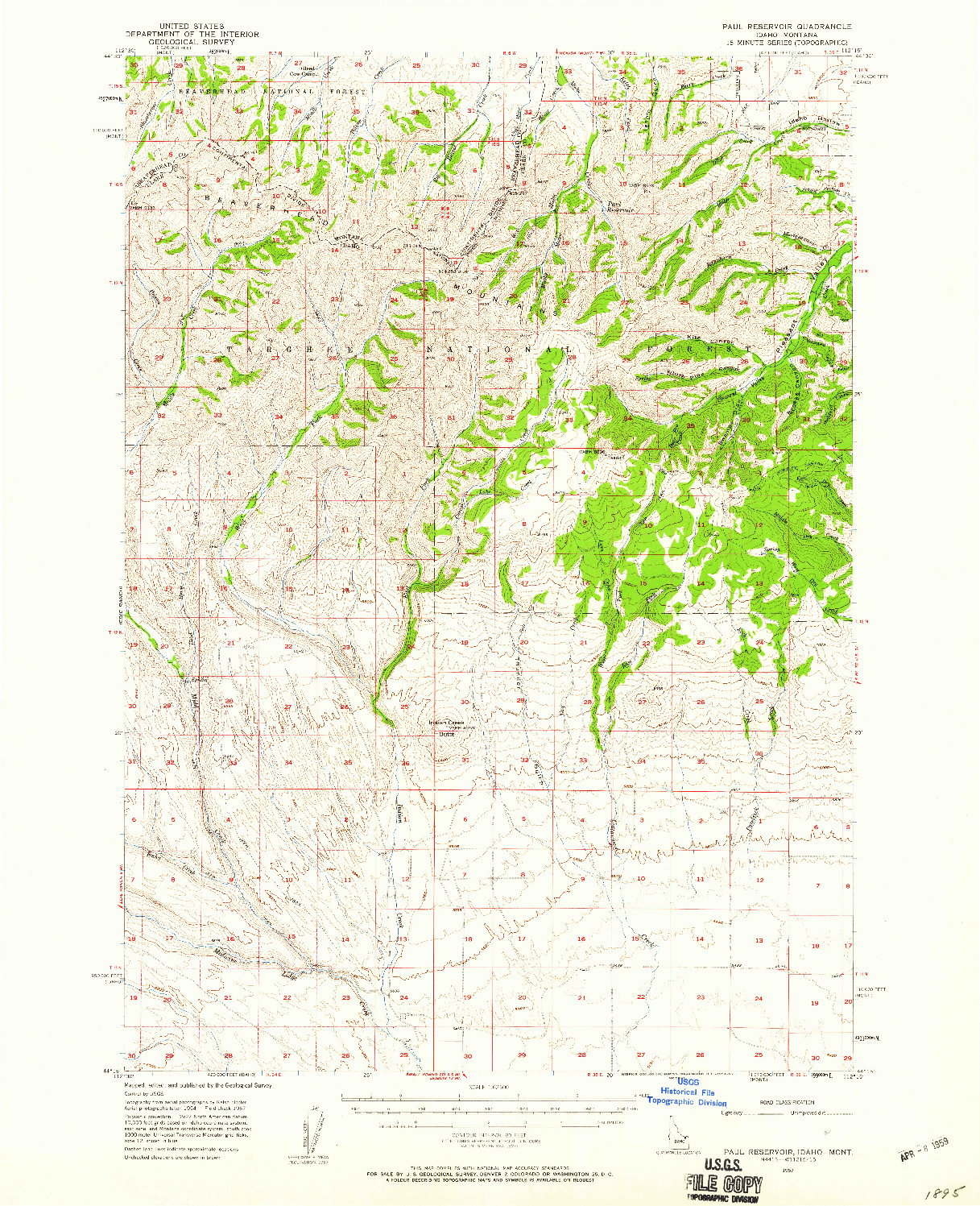 USGS 1:62500-SCALE QUADRANGLE FOR PAUL RESERVOIR, ID 1957