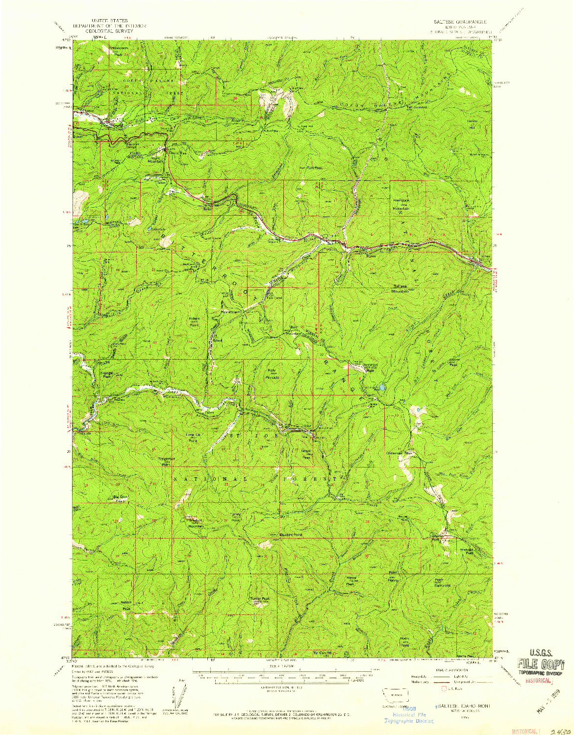 USGS 1:62500-SCALE QUADRANGLE FOR SALTESE, ID 1956