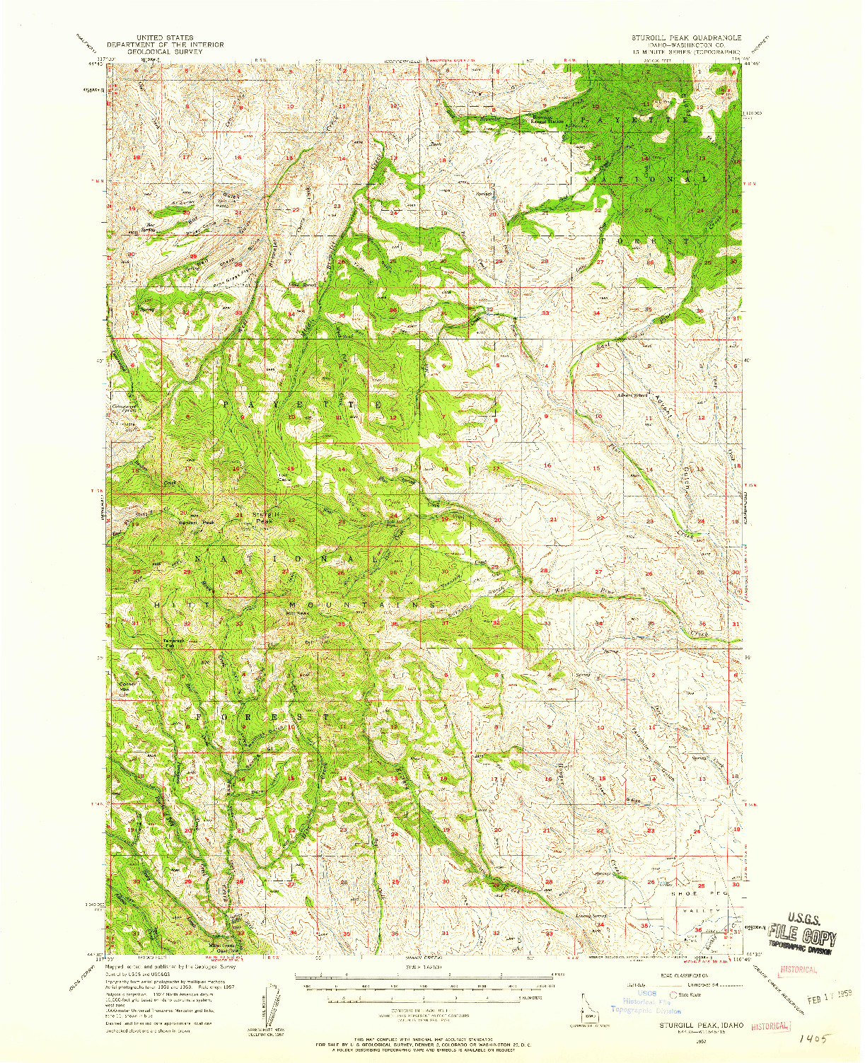 USGS 1:62500-SCALE QUADRANGLE FOR STURGILL PEAK, ID 1957
