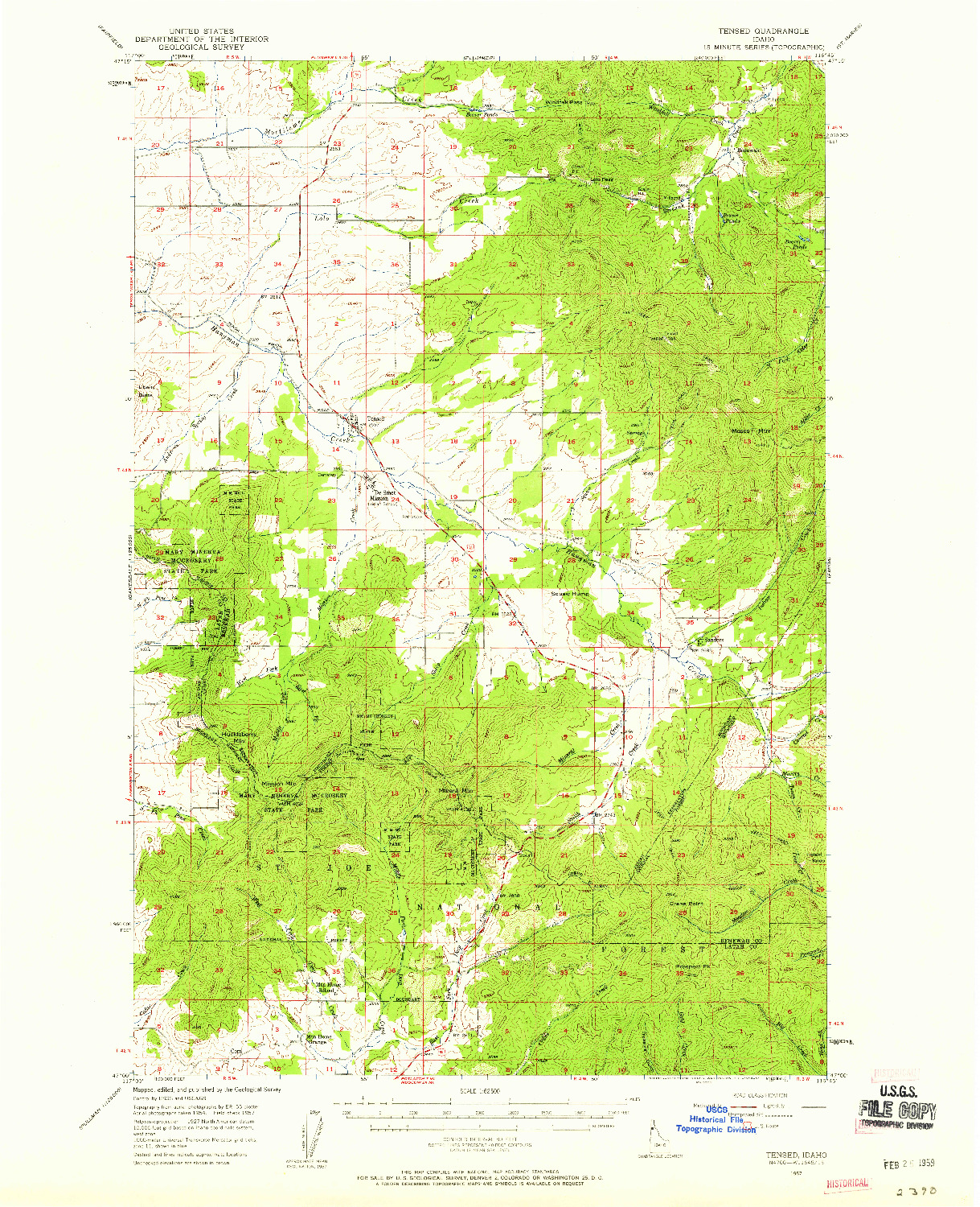 USGS 1:62500-SCALE QUADRANGLE FOR TENSED, ID 1957