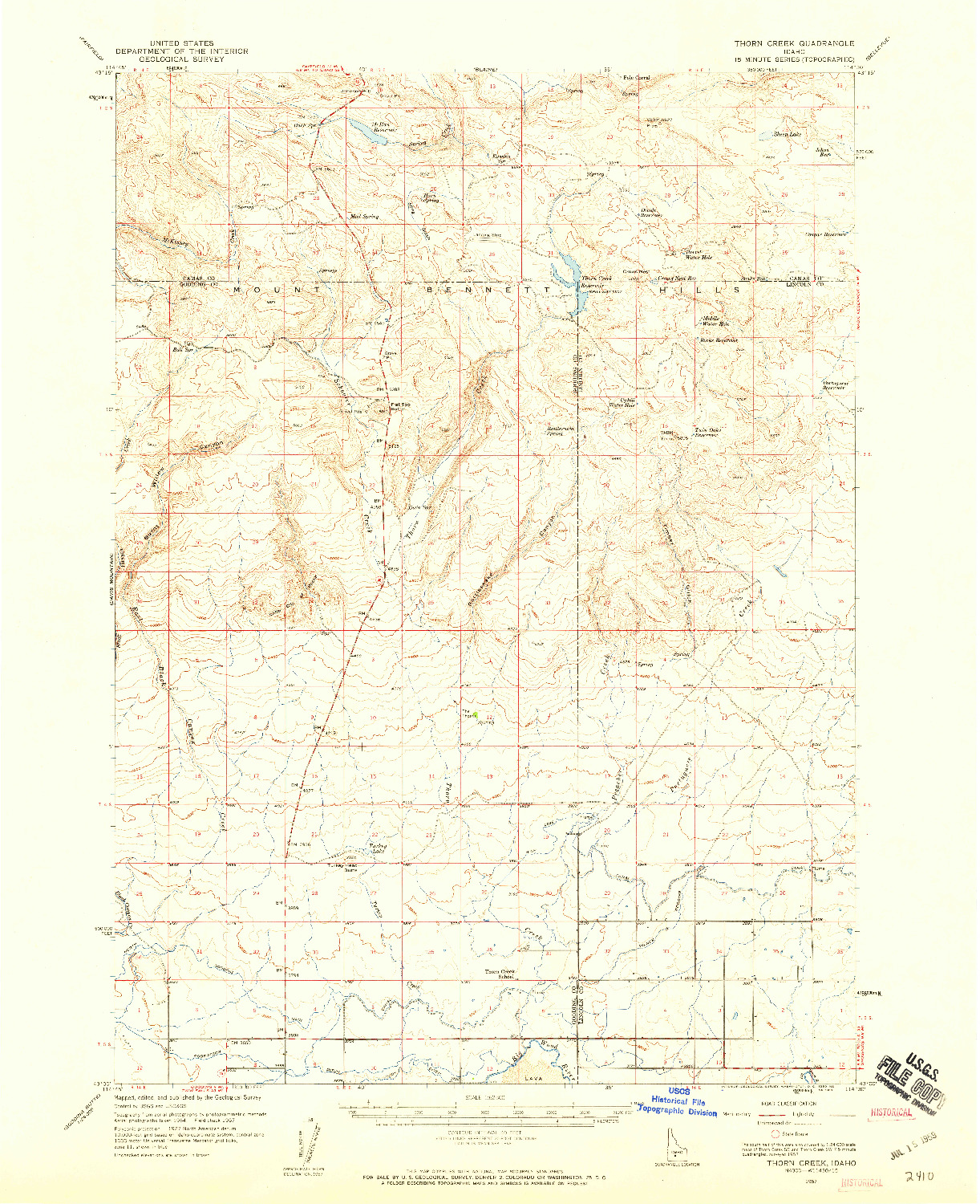 USGS 1:62500-SCALE QUADRANGLE FOR THORN CREEK, ID 1957