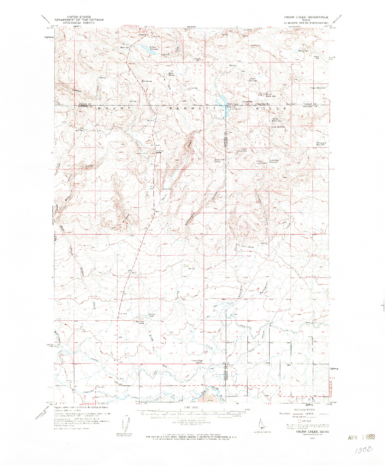 USGS 1:62500-SCALE QUADRANGLE FOR THORN CREEK, ID 1957