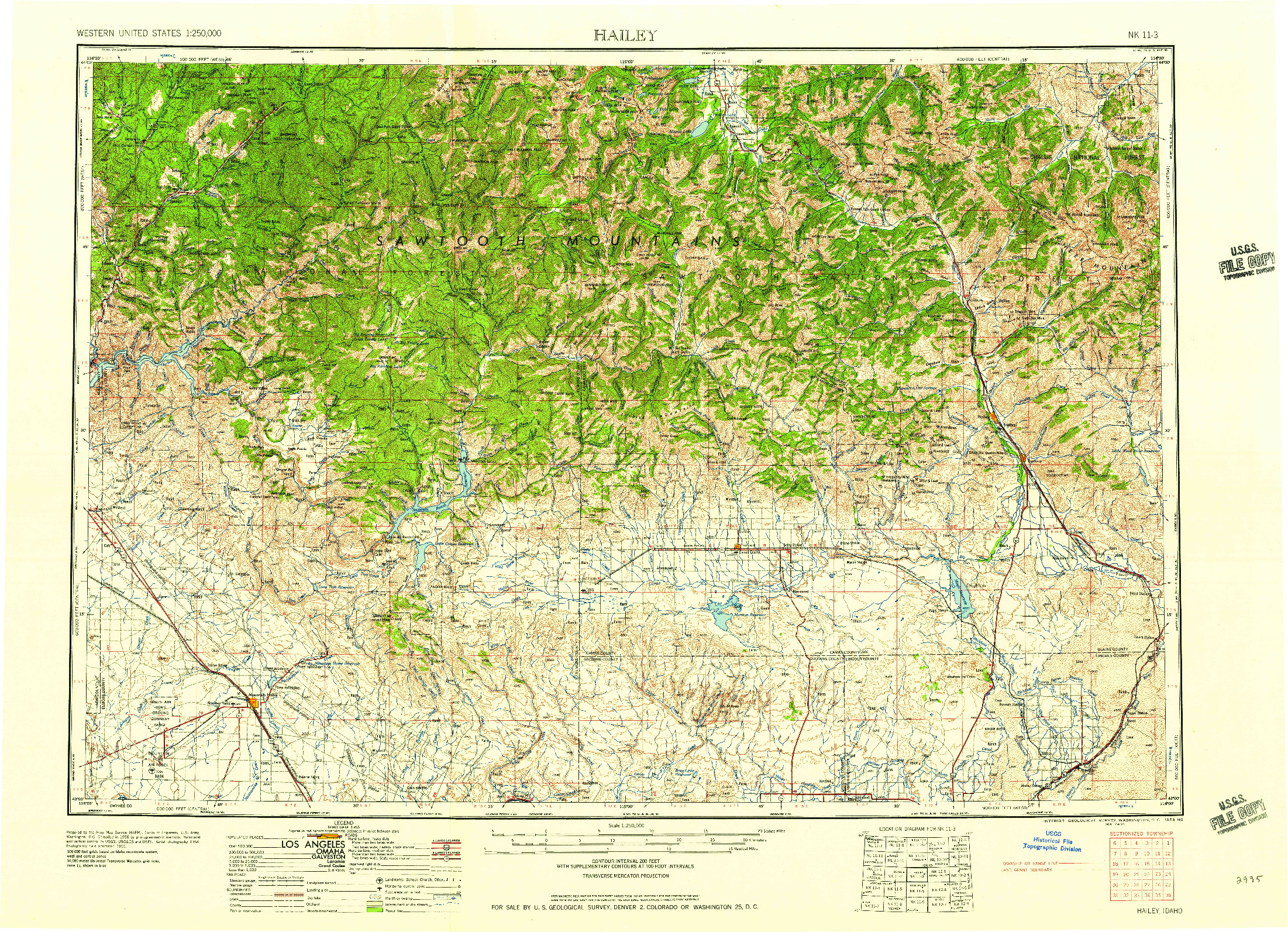 USGS 1:250000-SCALE QUADRANGLE FOR HAILEY, ID 1959