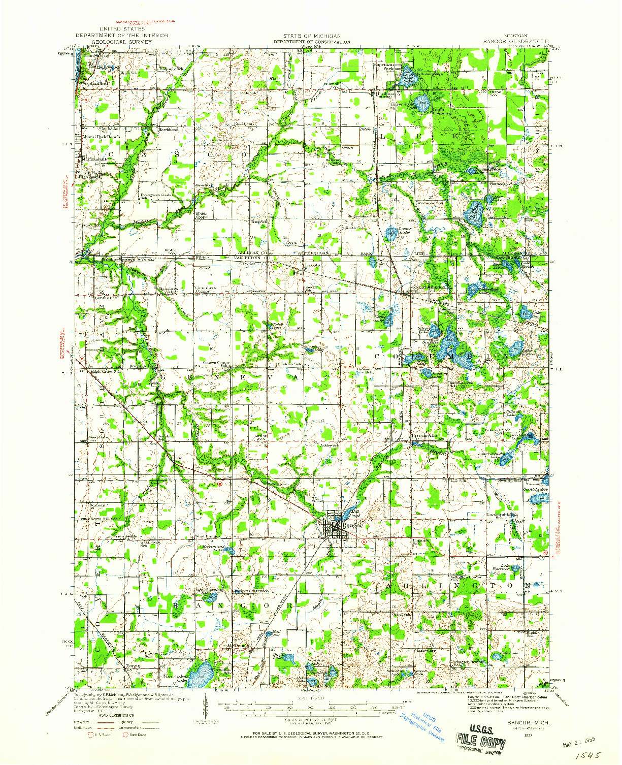 USGS 1:62500-SCALE QUADRANGLE FOR BANGOR, MI 1927