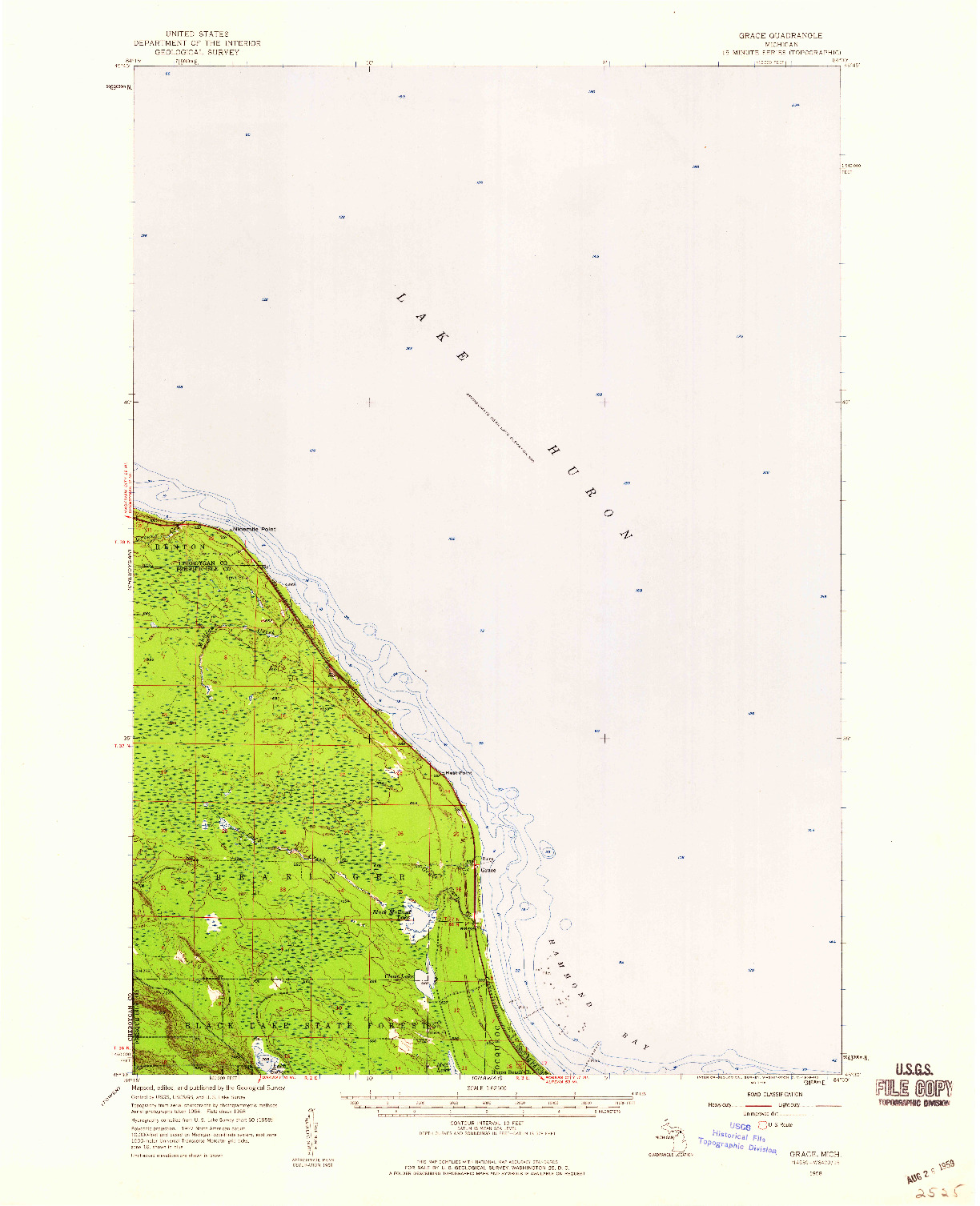 USGS 1:62500-SCALE QUADRANGLE FOR GRACE, MI 1958