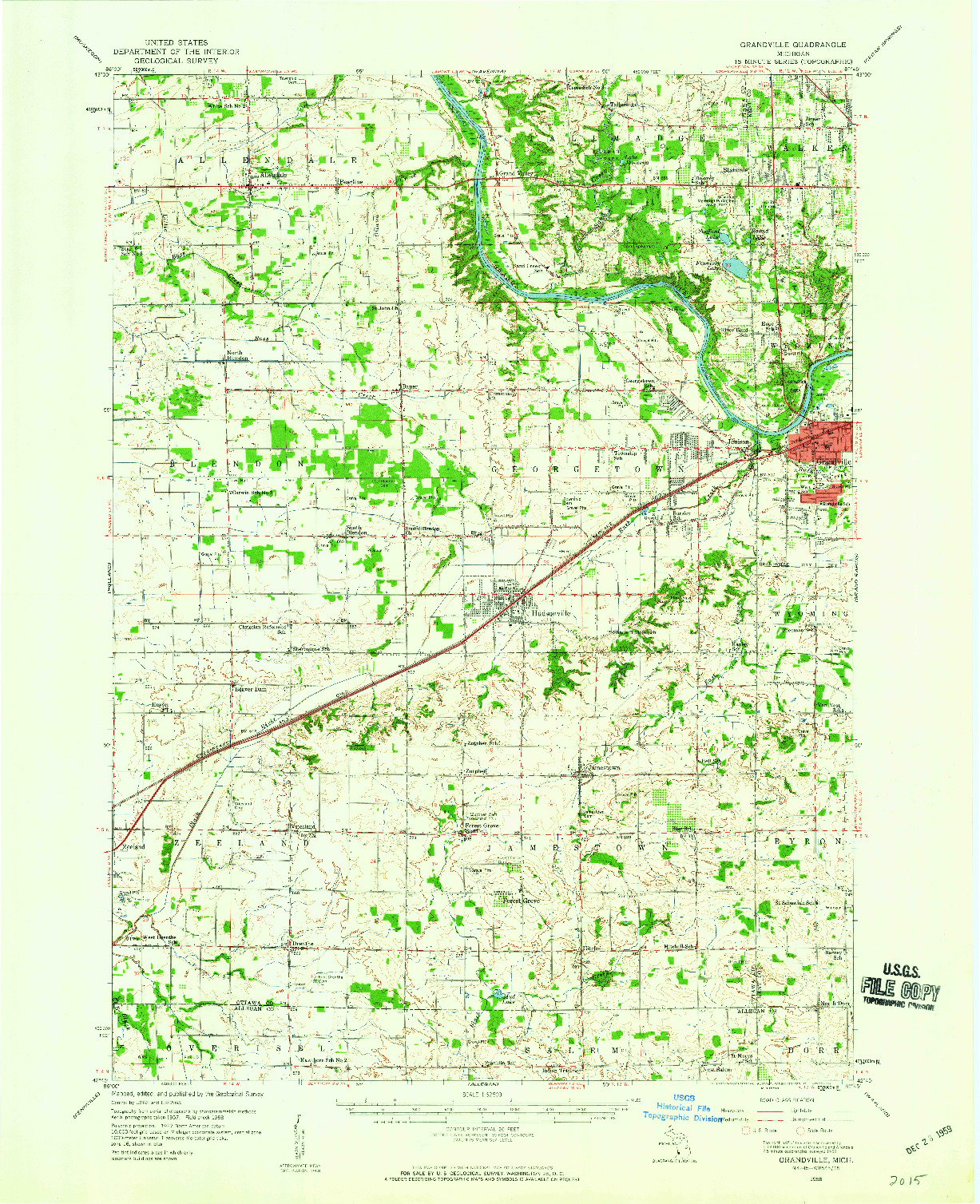 USGS 1:62500-SCALE QUADRANGLE FOR GRANDVILLE, MI 1958