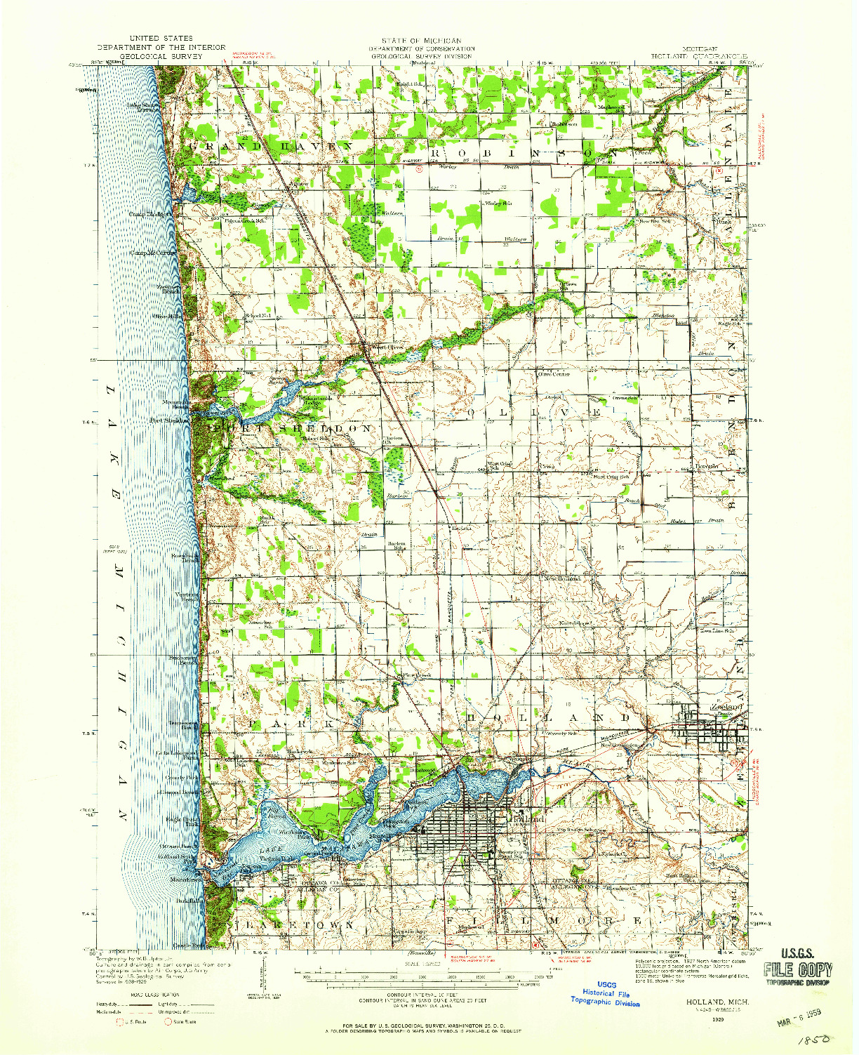 USGS 1:62500-SCALE QUADRANGLE FOR HOLLAND, MI 1929