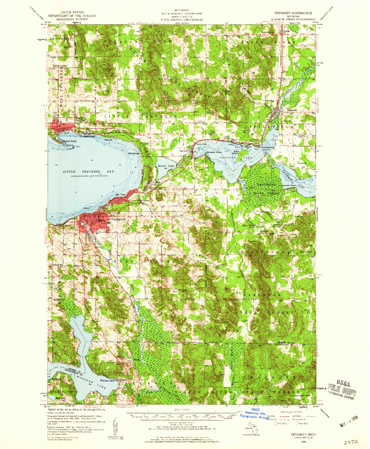 USGS 1:62500-SCALE QUADRANGLE FOR PETOSKEY, MI 1958