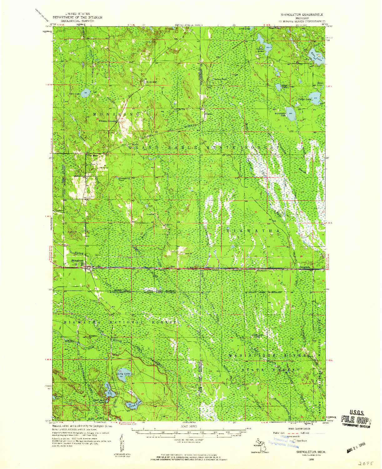 USGS 1:62500-SCALE QUADRANGLE FOR SHINGLETON, MI 1958