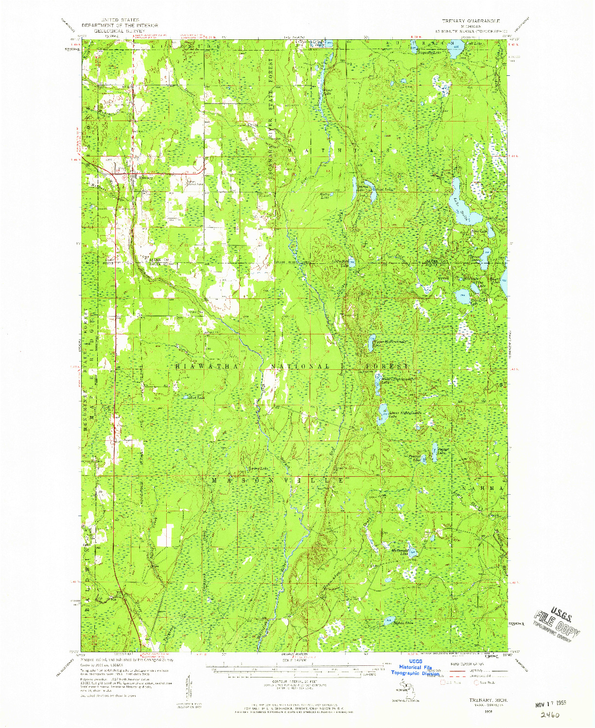 USGS 1:62500-SCALE QUADRANGLE FOR TRENARY, MI 1958