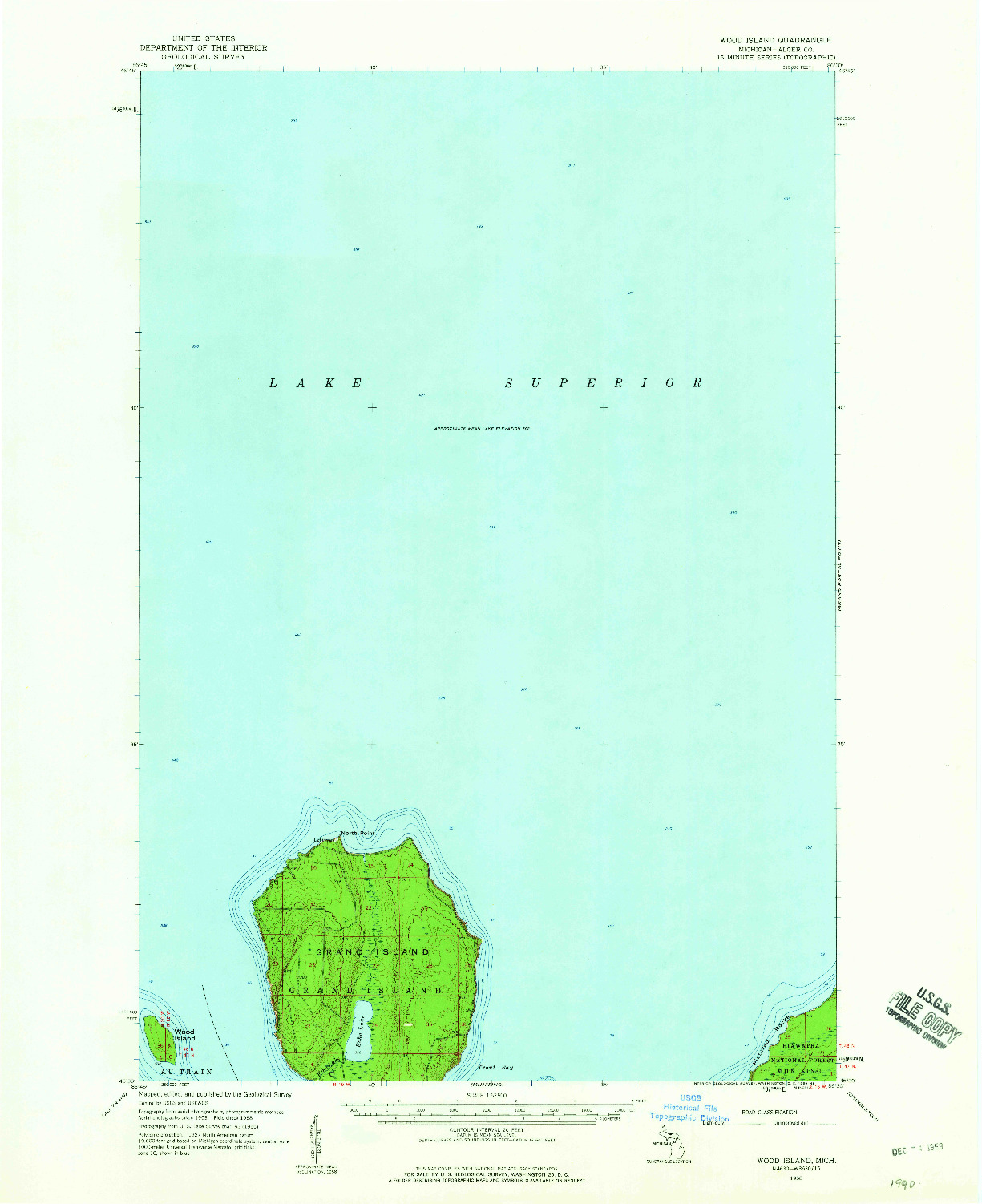 USGS 1:62500-SCALE QUADRANGLE FOR WOOD ISLAND, MI 1958