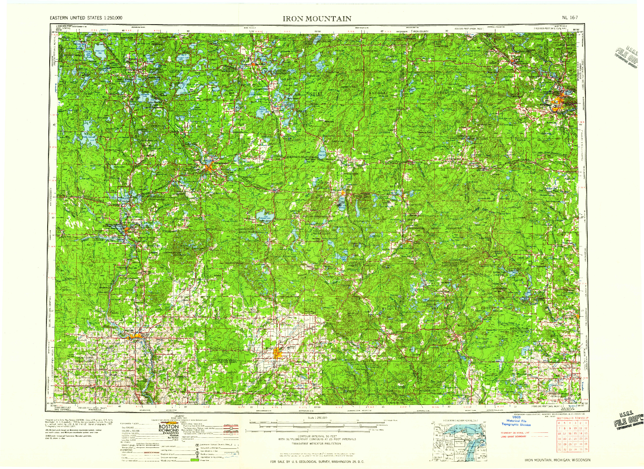 USGS 1:250000-SCALE QUADRANGLE FOR IRON MOUNTAIN, MI 1959