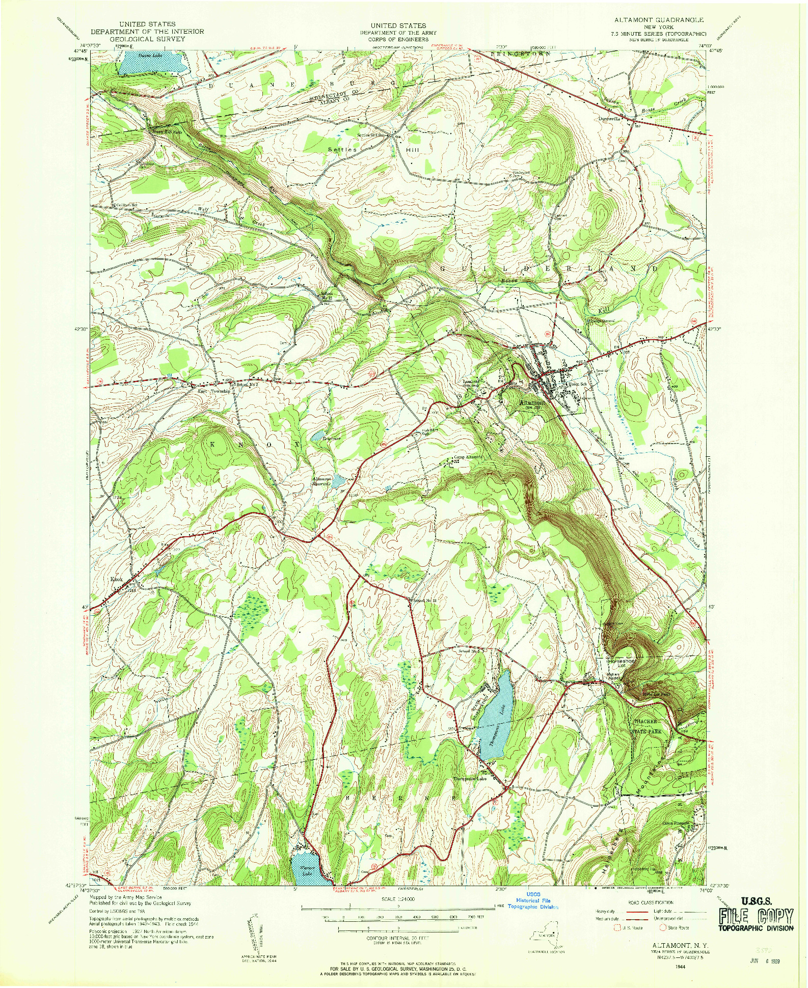 USGS 1:24000-SCALE QUADRANGLE FOR ALTAMONT, NY 1944