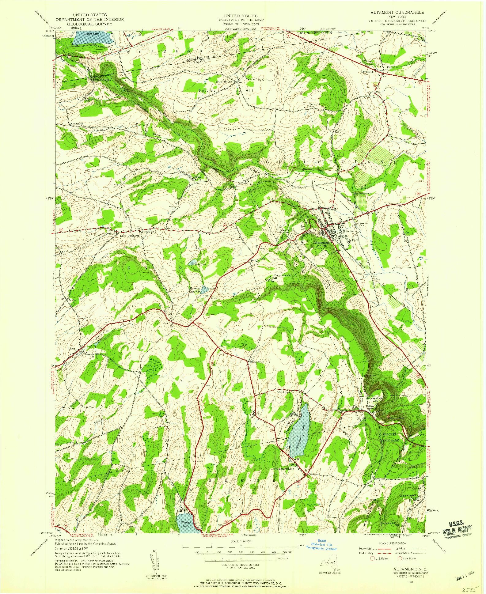 USGS 1:24000-SCALE QUADRANGLE FOR ALTAMONT, NY 1944