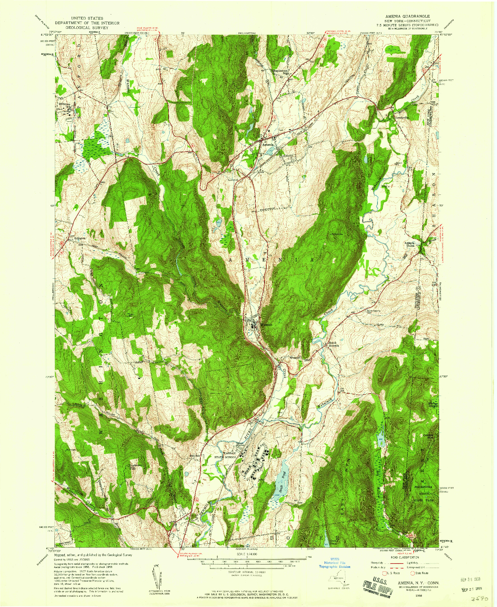 USGS 1:24000-SCALE QUADRANGLE FOR AMENIA, NY 1958