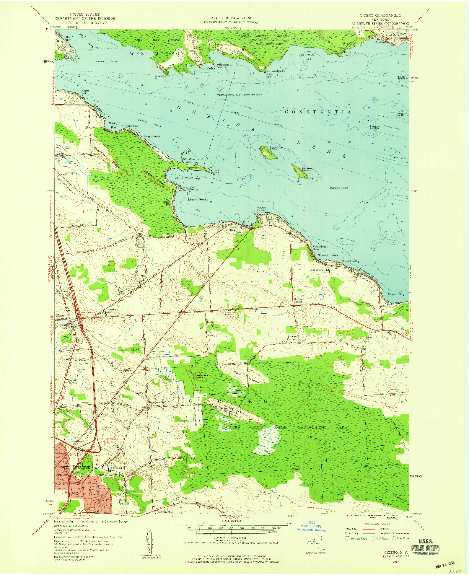 USGS 1:24000-SCALE QUADRANGLE FOR CICERO, NY 1957