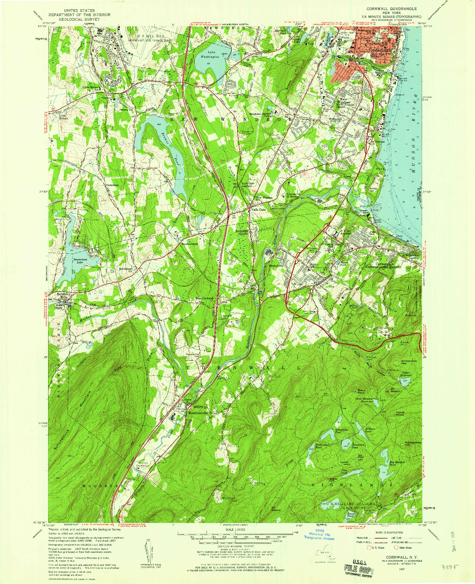 USGS 1:24000-SCALE QUADRANGLE FOR CORNWALL, NY 1957