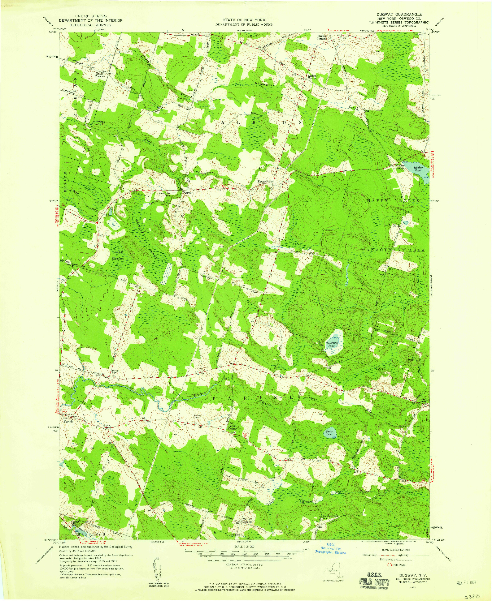 USGS 1:24000-SCALE QUADRANGLE FOR DUGWAY, NY 1957