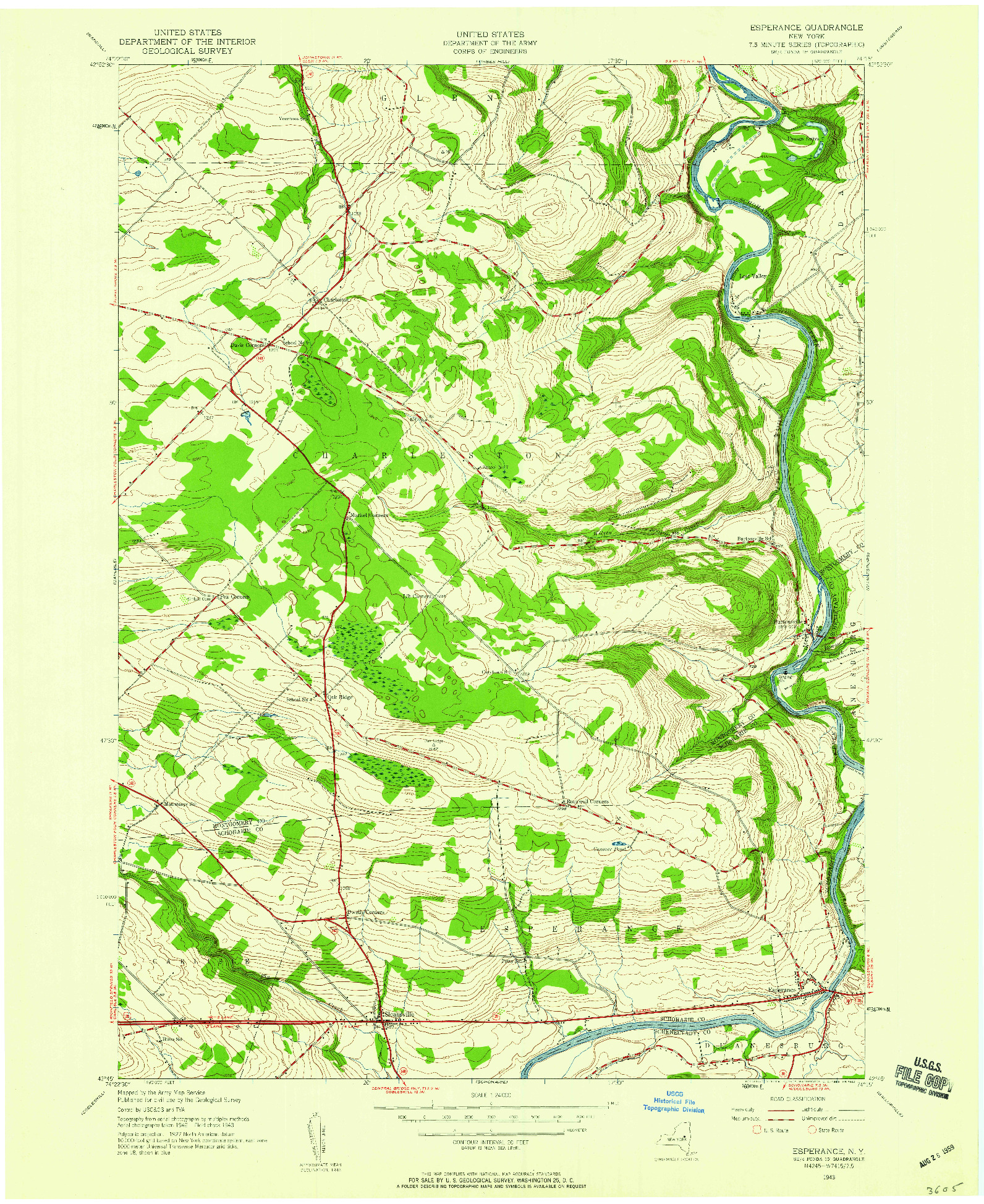 USGS 1:24000-SCALE QUADRANGLE FOR ESPERANCE, NY 1943