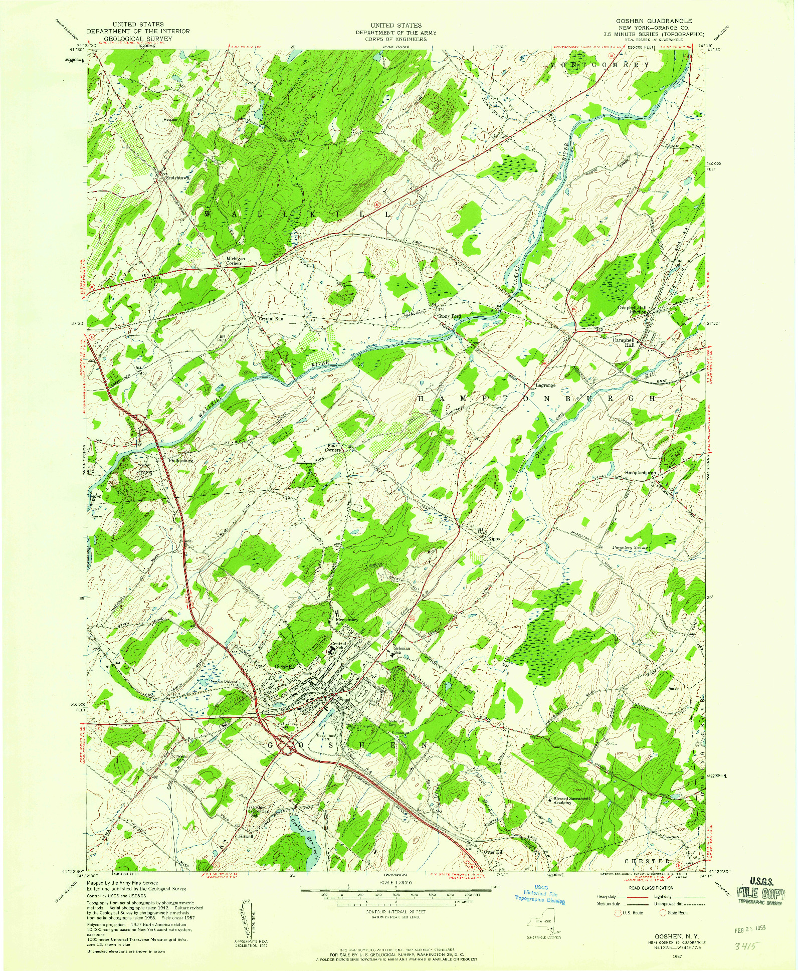 USGS 1:24000-SCALE QUADRANGLE FOR GOSHEN, NY 1957